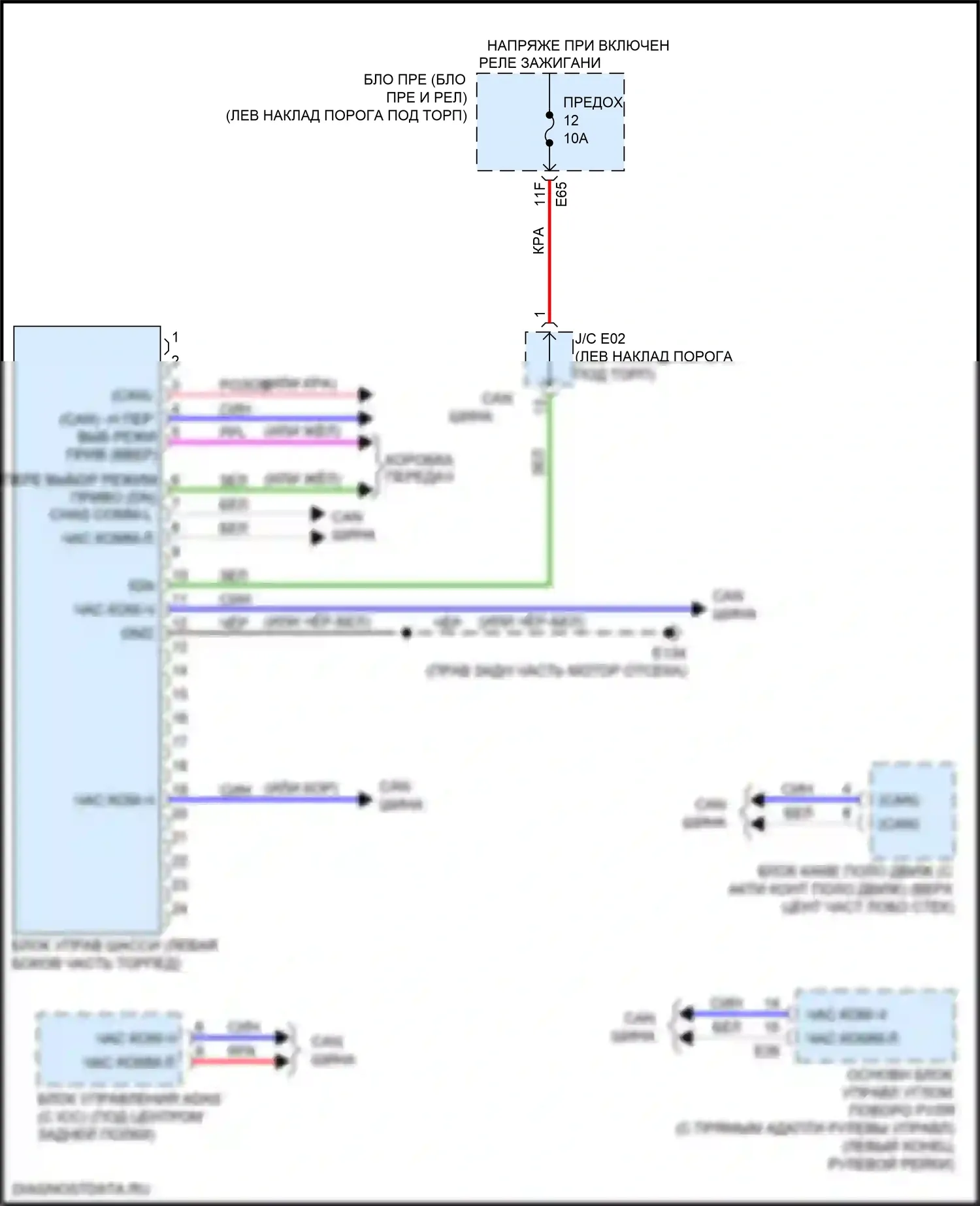 Q50 Infiniti I рестайлинг (2017-2024): Электросхема электронной подвески, без цифрового управления движением 