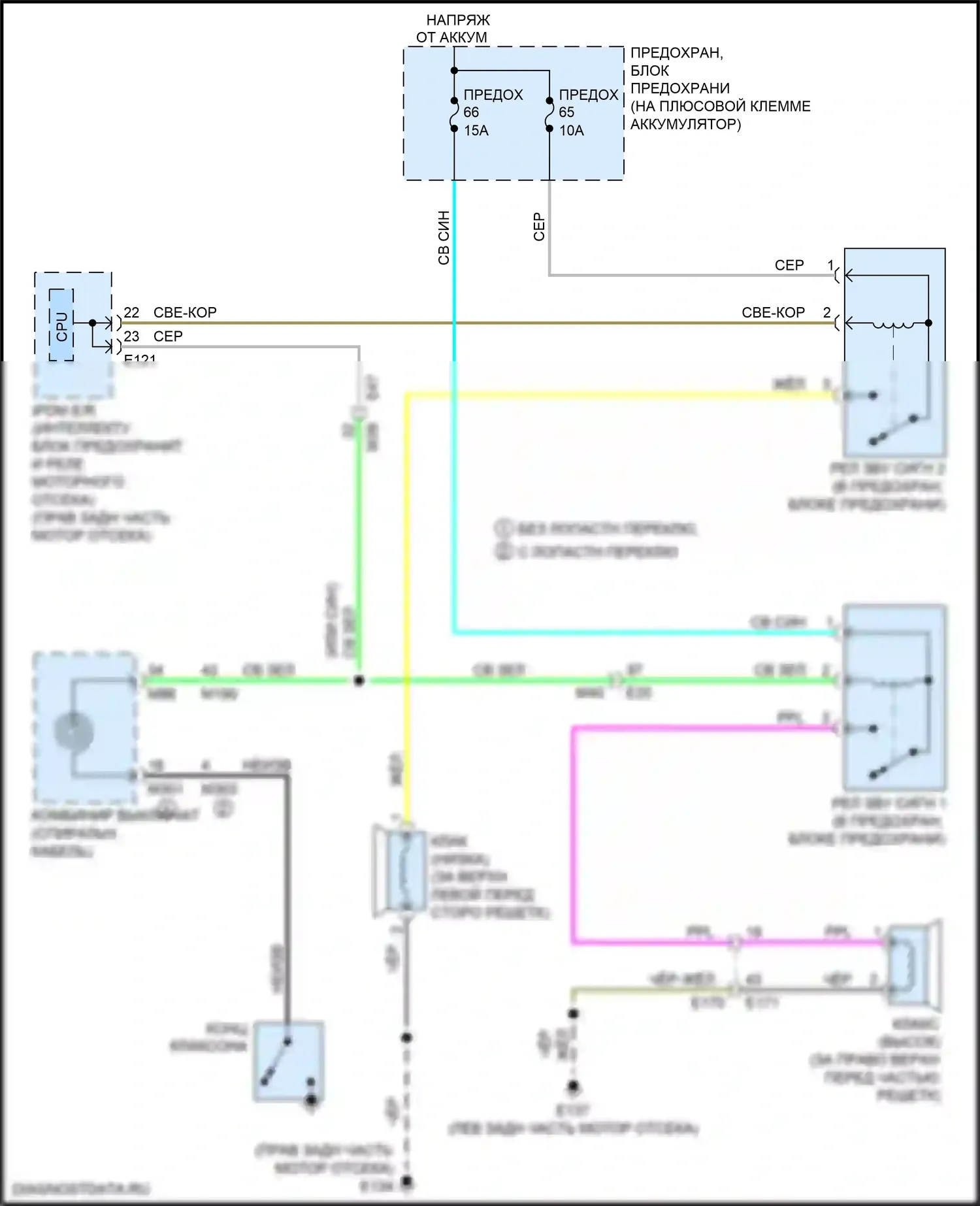 Q50 Infiniti I рестайлинг (2017-2024): Электросхема клаксона 