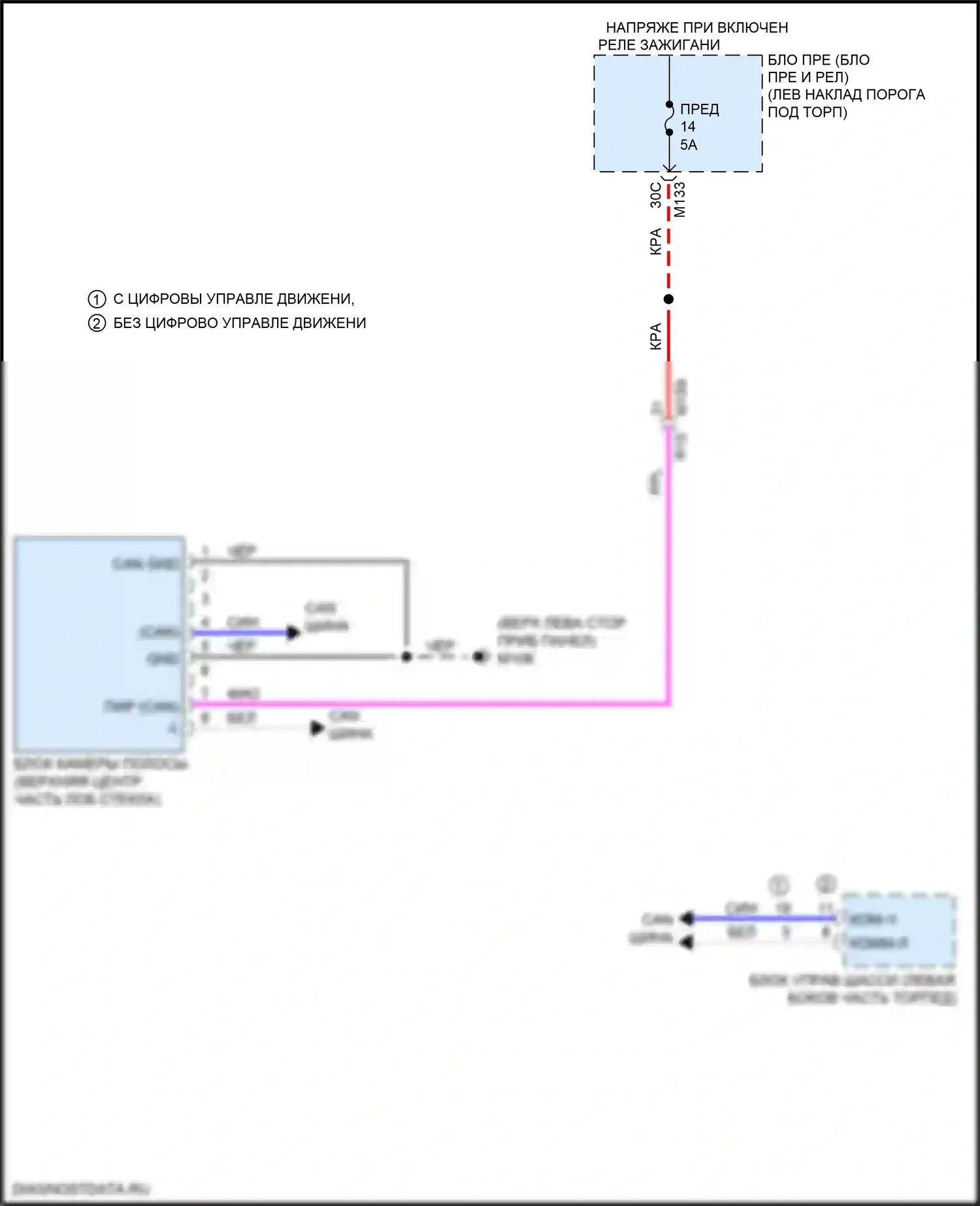 Q50 Infiniti I рестайлинг (2017-2024): Электросхема сигнализации о выезде с полосы движения 