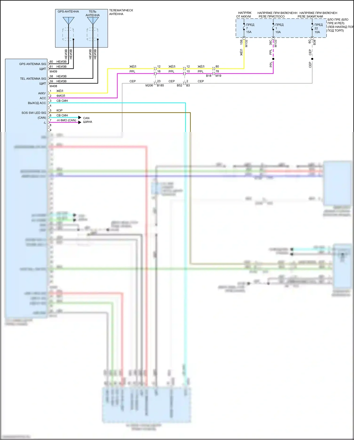 Q50 Infiniti I рестайлинг (2017-2024): Электросхема телематики 