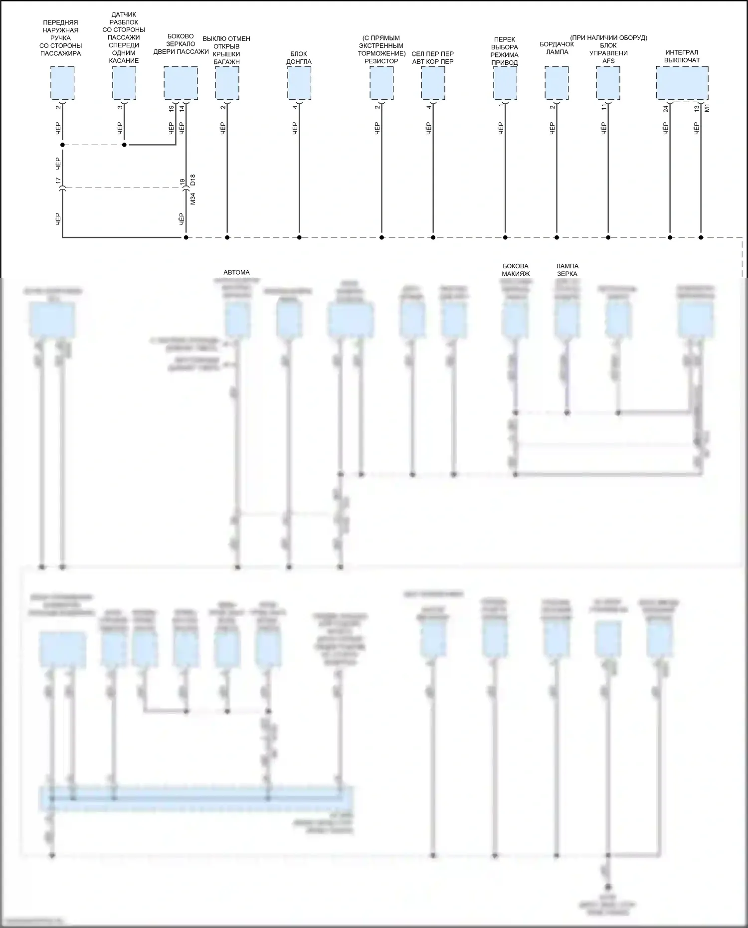 Q50 Infiniti I рестайлинг (2017-2024): Электросхема точек подключения масс (2 из 5) 