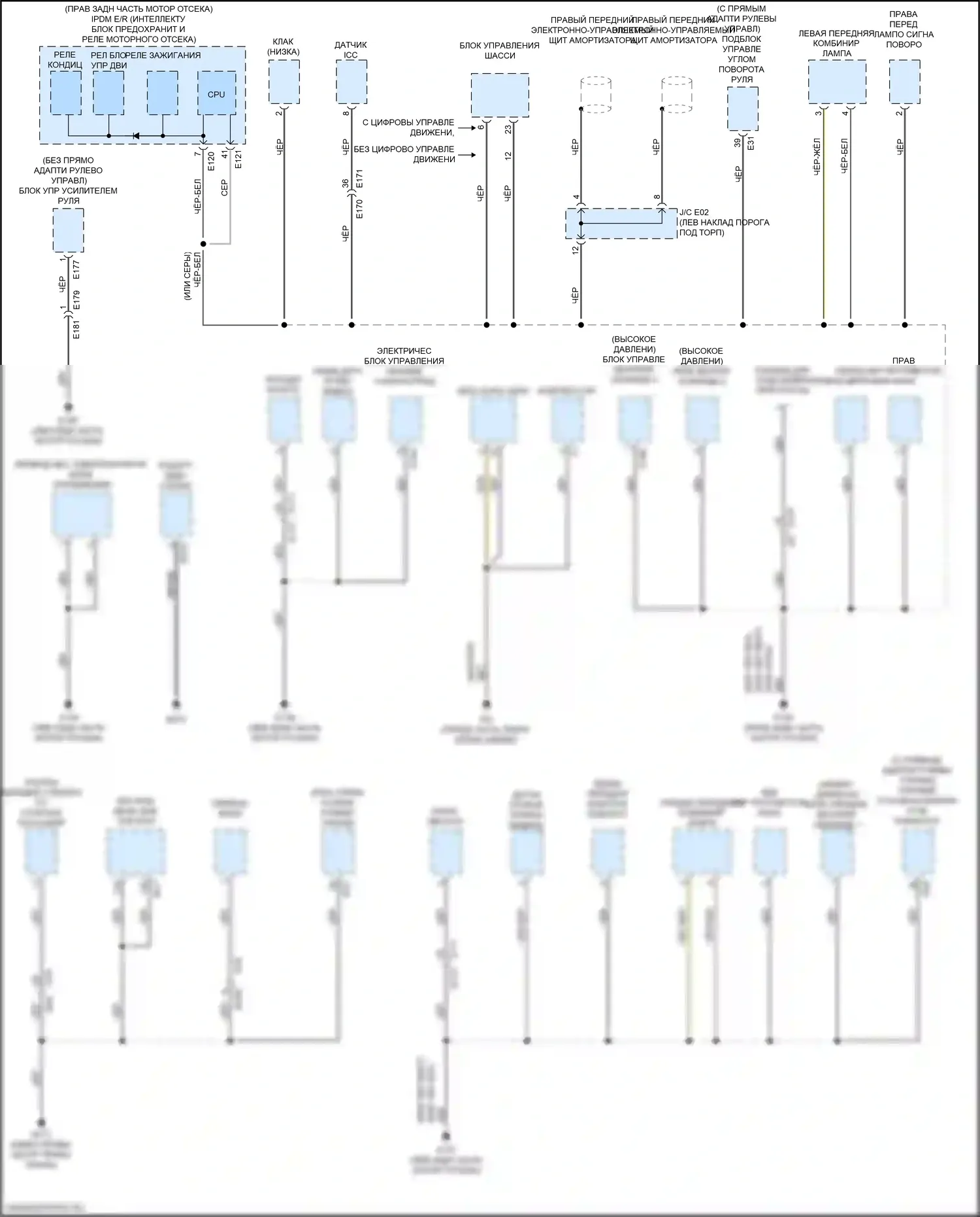 Q50 Infiniti I рестайлинг (2017-2024): Электросхема точек подключения масс (4 из 5) 