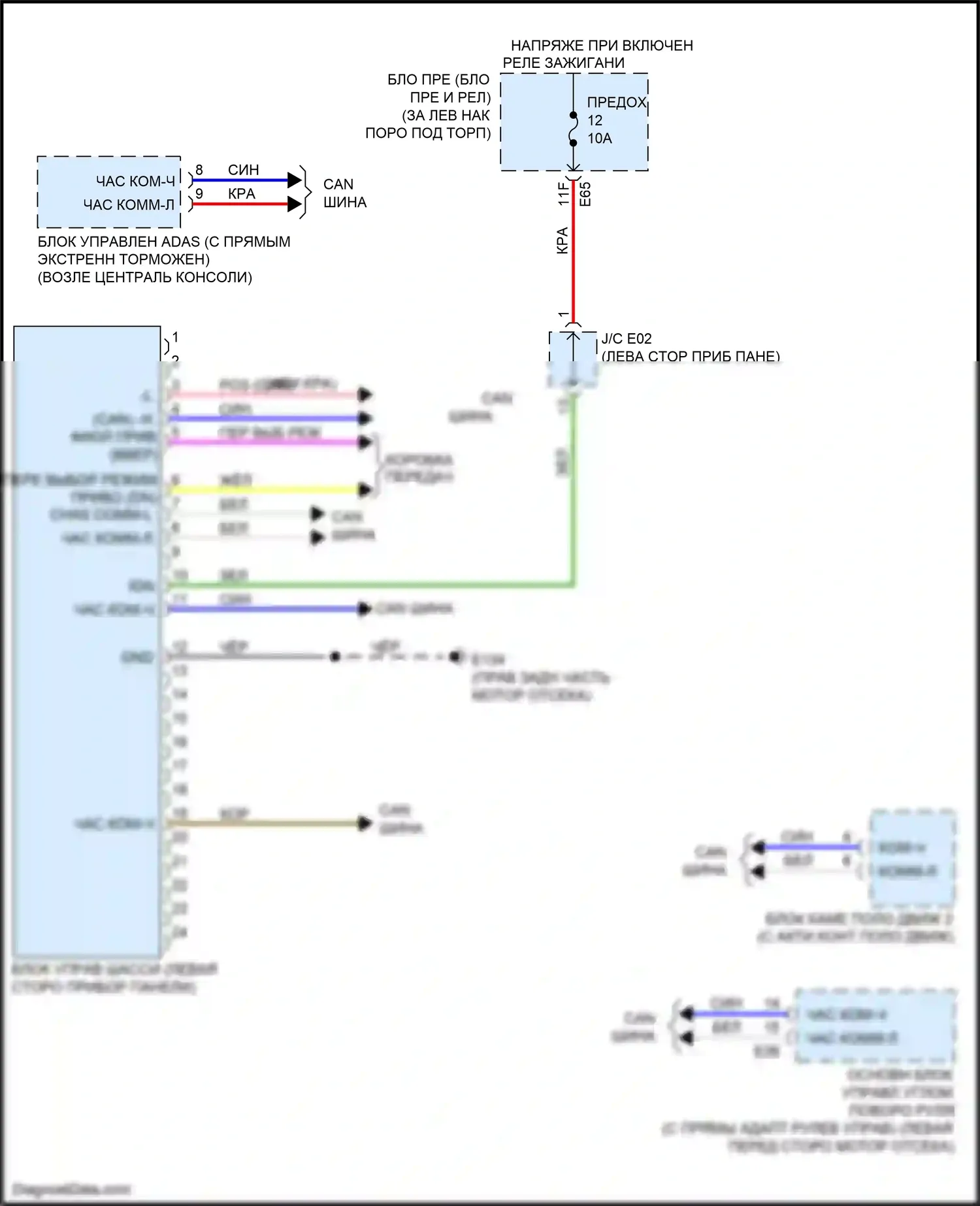 Q60 Infiniti II (2016-2024): Электросхема электронной подвески, без цифрового управления движением 