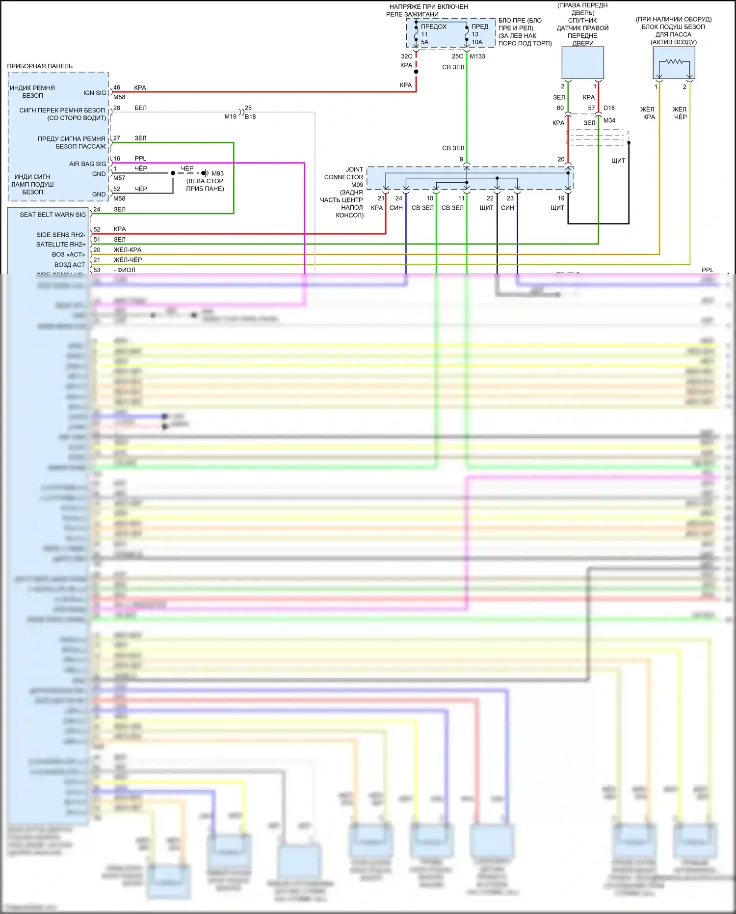 Q60 Infiniti II (2016-2024): Электросхема подушек безопасности (1 из 3) 