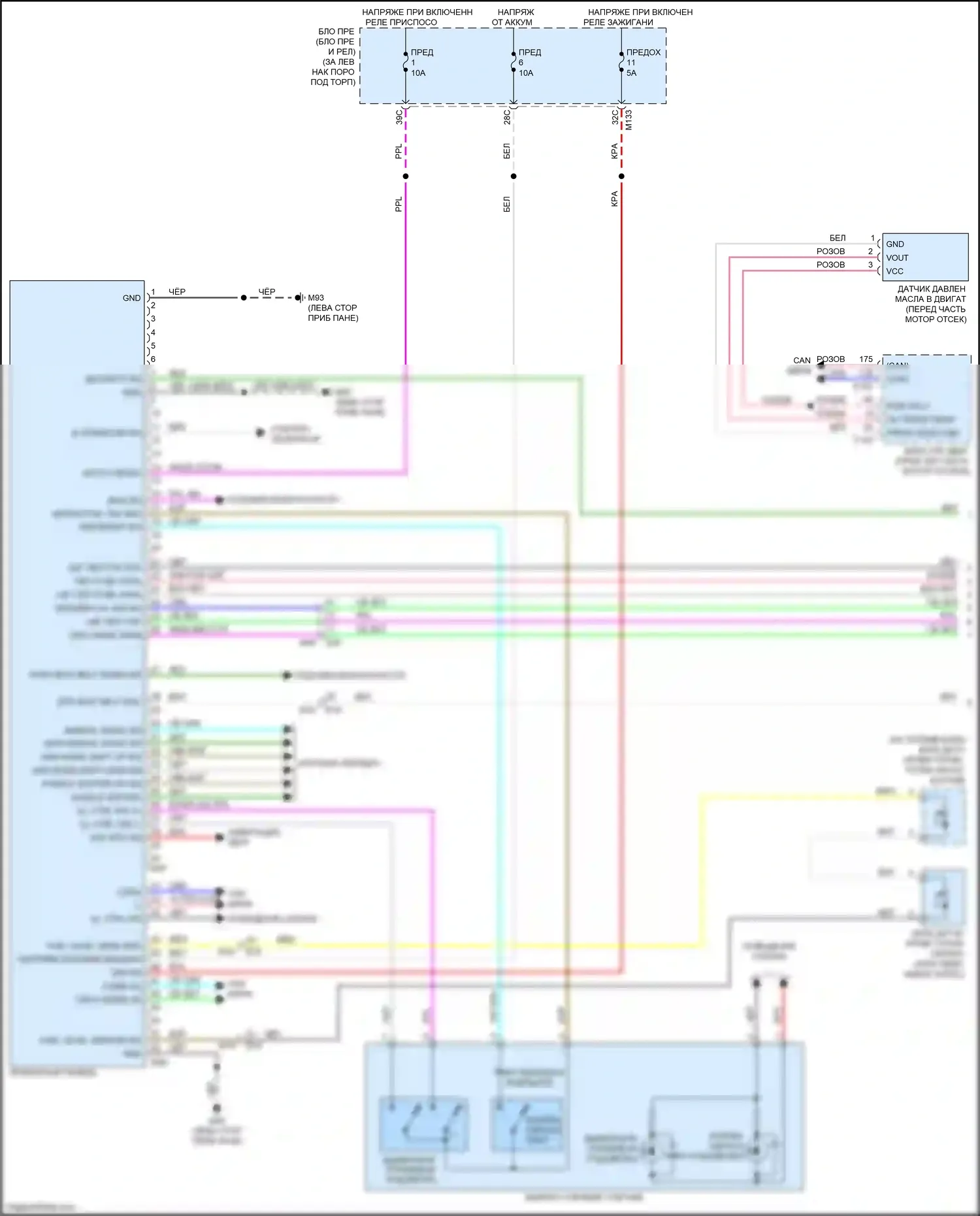 Q60 Infiniti II (2016-2024): Электросхема приборной панели (1 из 2) 