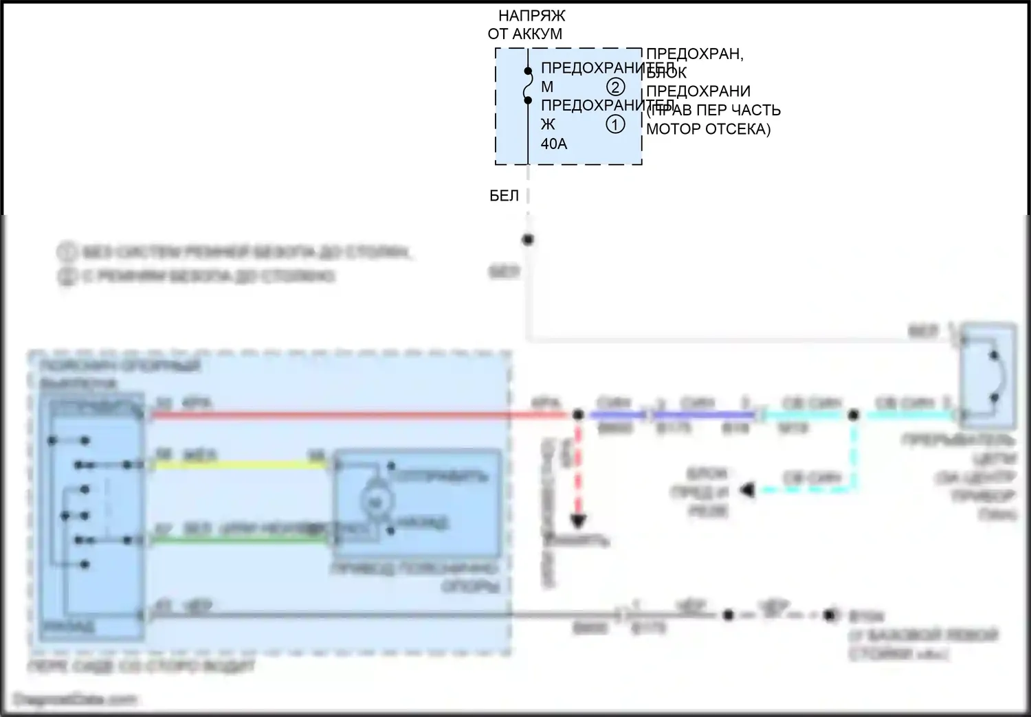 Q60 Infiniti II (2016-2024): Поясничная электросхема, без боковой опоры 