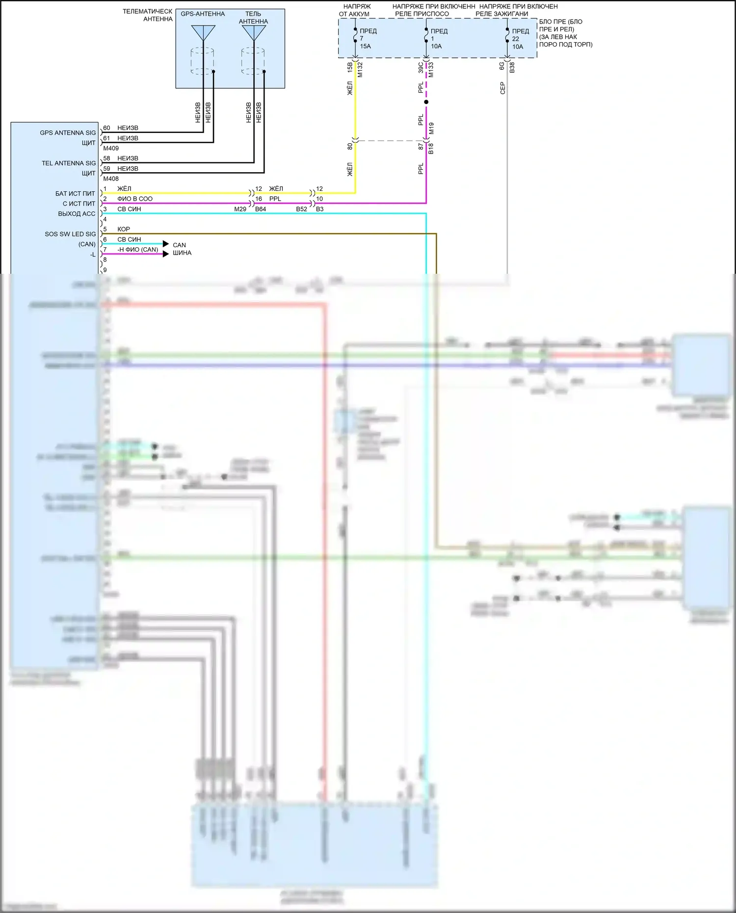 Q60 Infiniti II (2016-2024): Электросхема телематики 