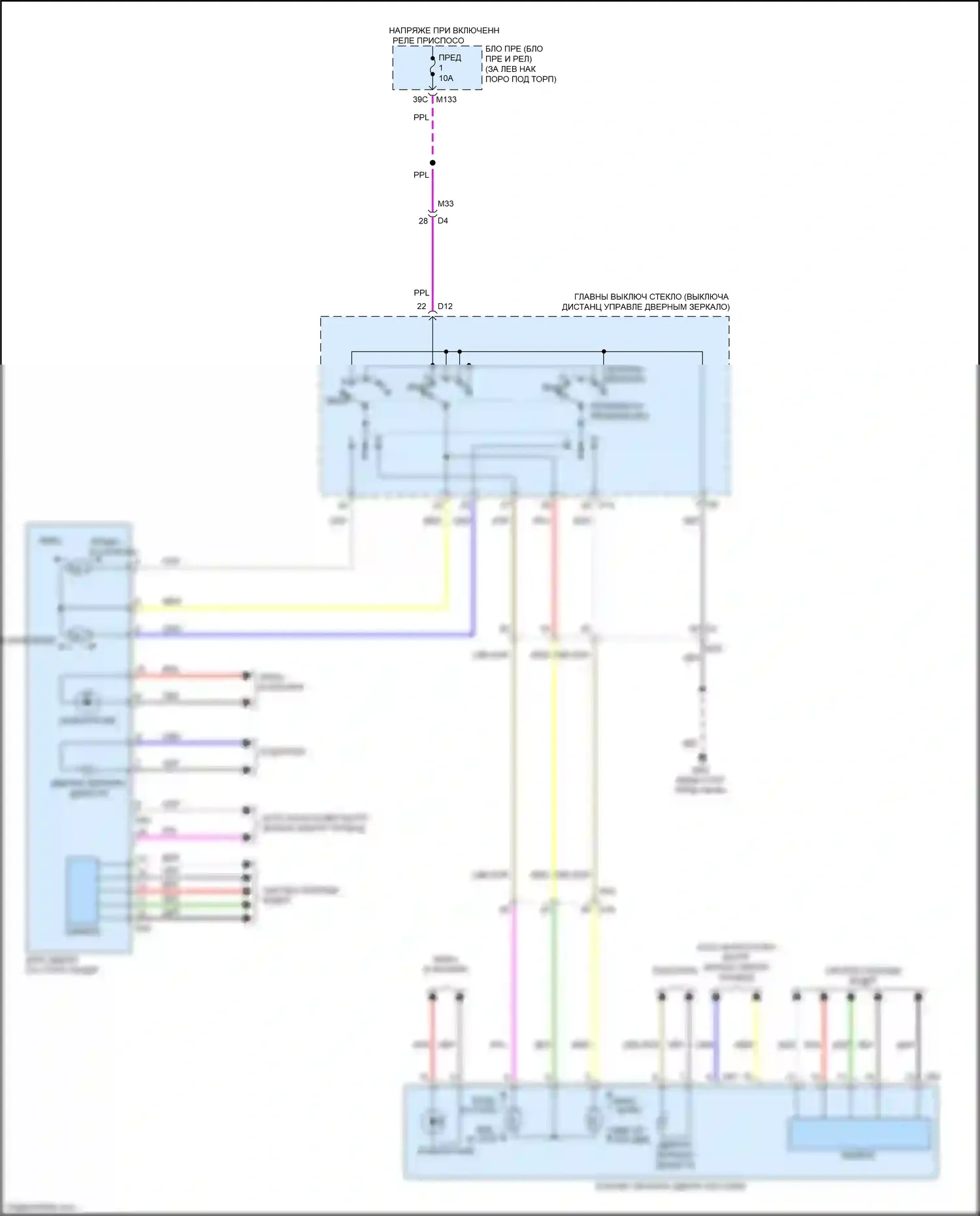 Q60 Infiniti II (2016-2024): Электросхема управления зеркалами заднего вида 