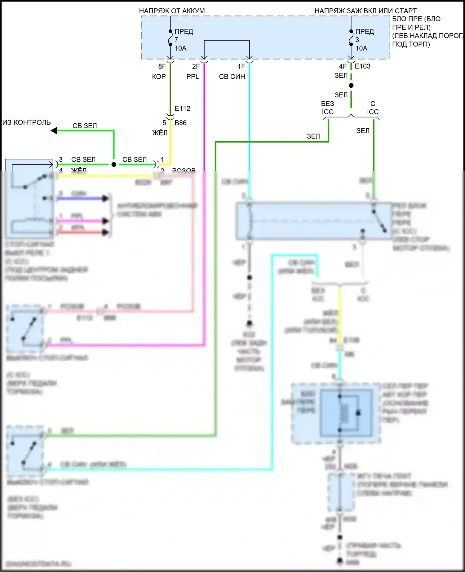 Q70 Infiniti I рестайлинг (2015-2019): Электросхема блокировки селектора, гибридная 