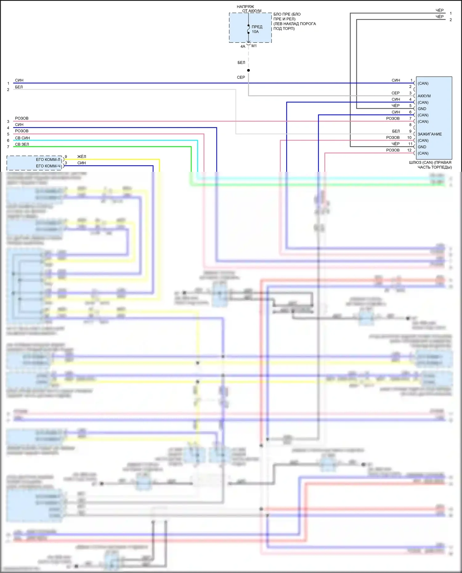 Q70 Infiniti I рестайлинг (2015-2019): Can шина электросхема, за исключением гибридной электросхемы с icc (2 из 3) 