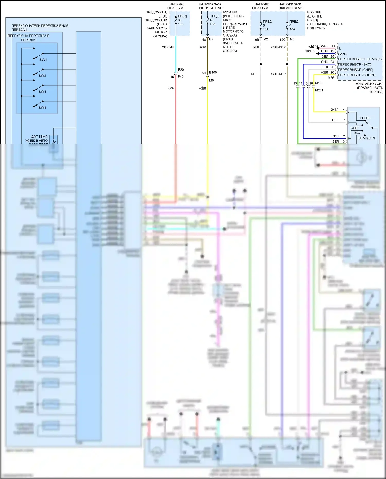 Q70 Infiniti I рестайлинг (2015-2019): 5.6l, электросхема автоматической коробки передач 
