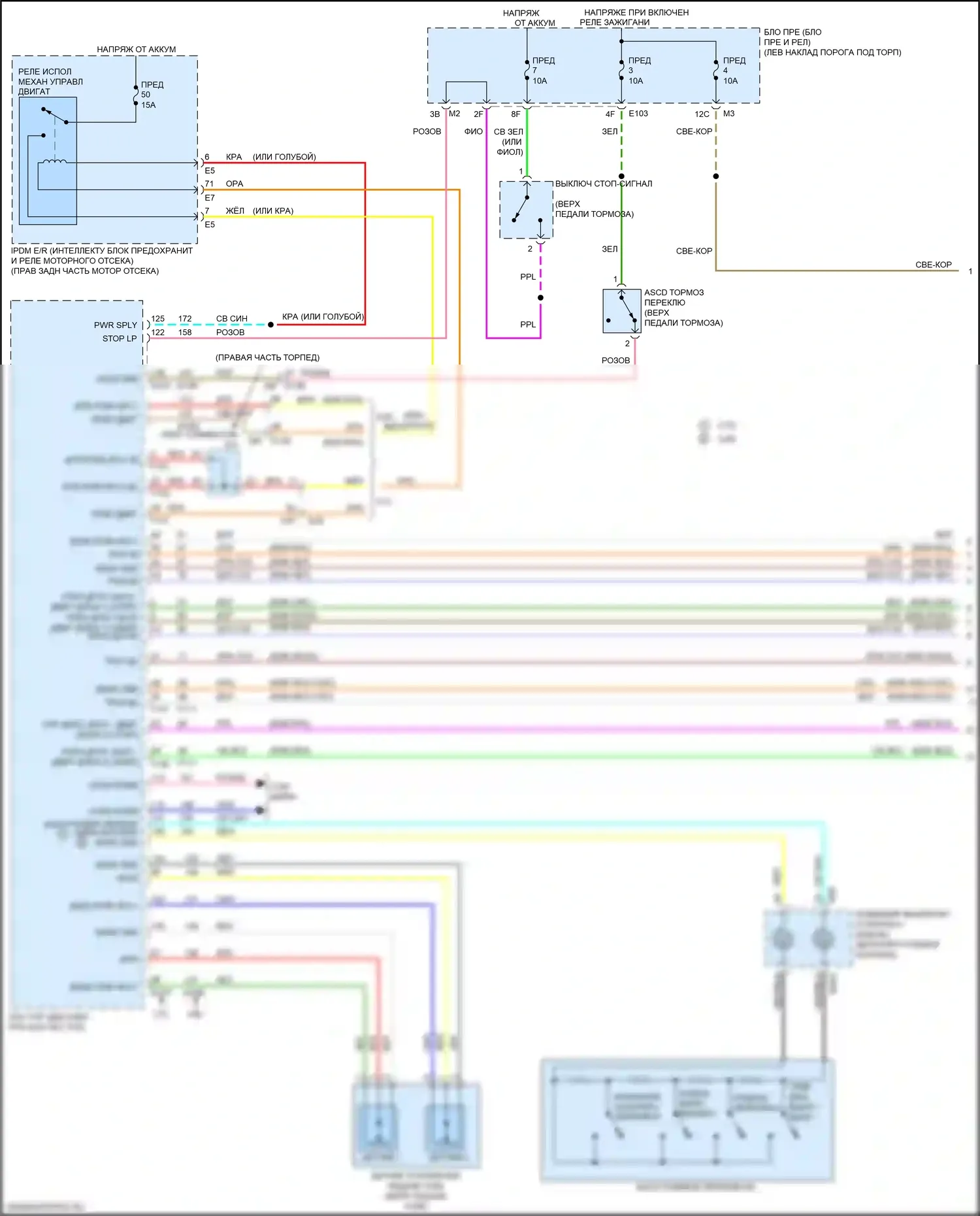 Q70 Infiniti I рестайлинг (2015-2019): Электросхема круиз-контроля, кроме гибридного (1 из 2) 