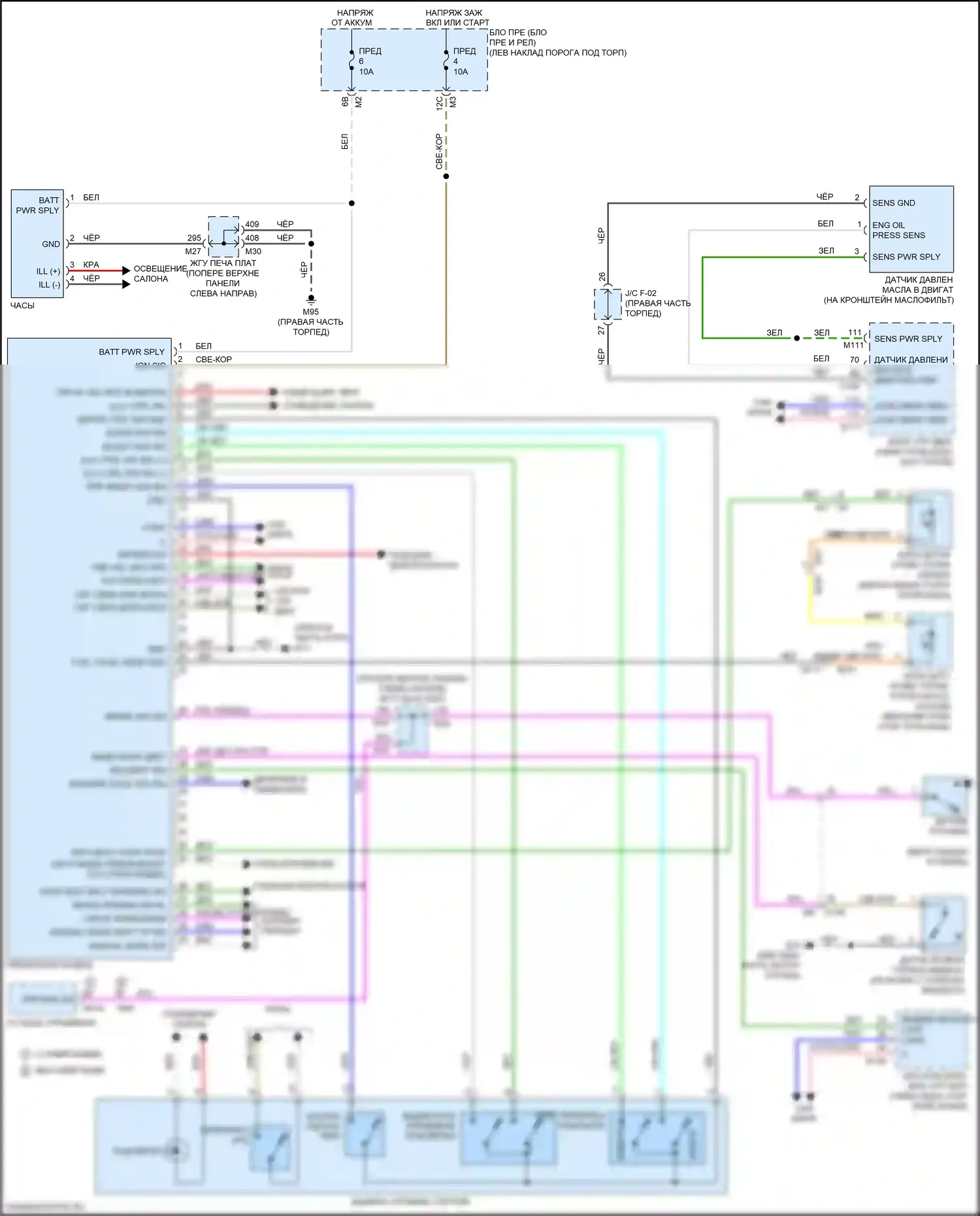 Q70 Infiniti I рестайлинг (2015-2019): Электросхема приборной панели, гибрид 