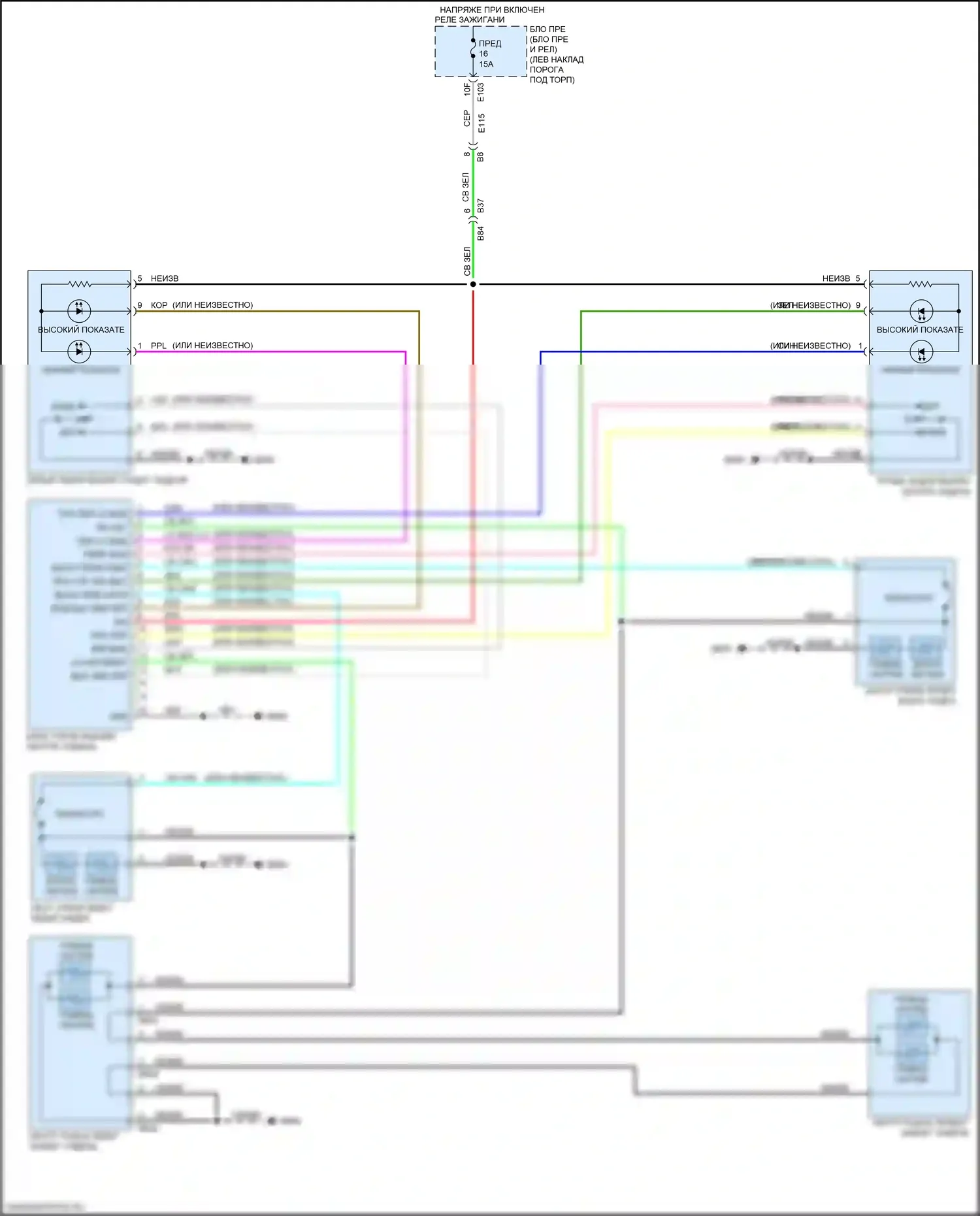 Q70 Infiniti I рестайлинг (2015-2019): Электросхема задних обогреваемых сидений 