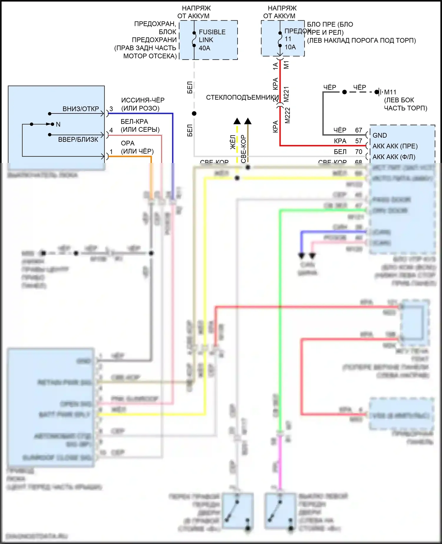 Q70 Infiniti I рестайлинг (2015-2019): Электросхема складной крыши/люка, гибридная 