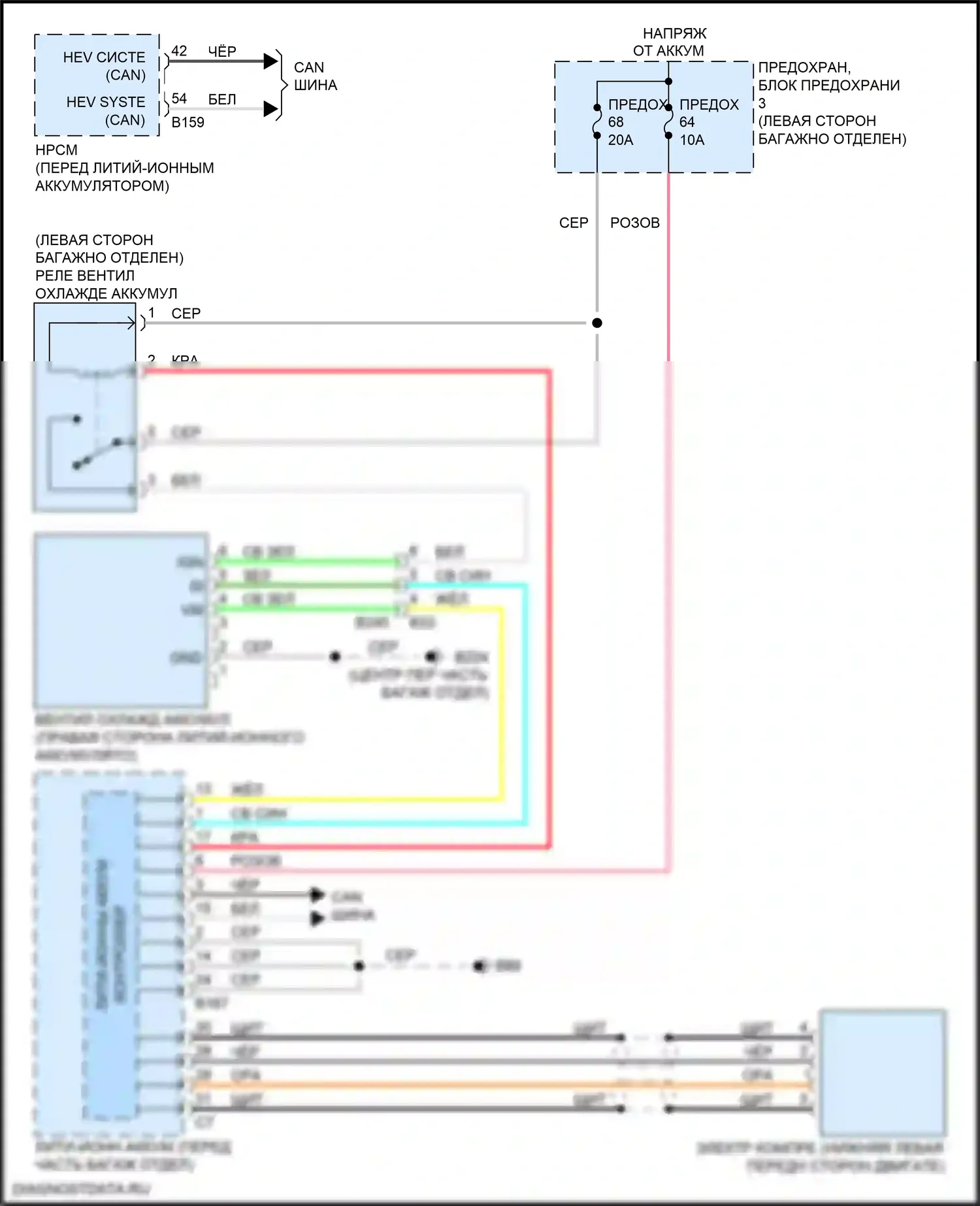 Q70 Infiniti I рестайлинг (2015-2019): 3.5л гибридный, электросхема гибридного вентилятора охлаждения 