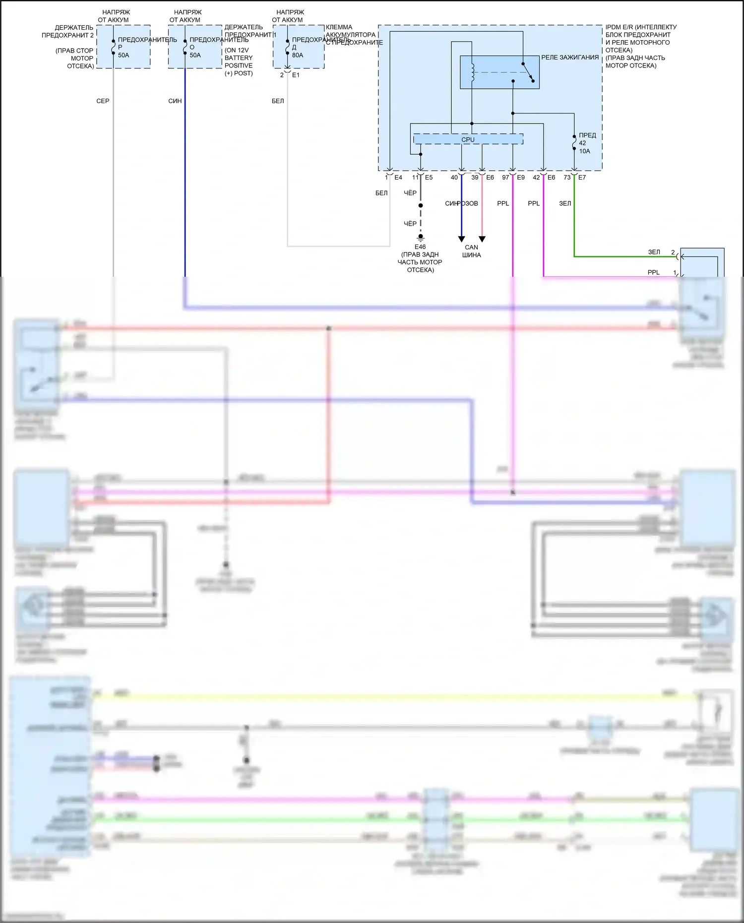 Q70 Infiniti I рестайлинг (2015-2019): 5.6l, электросхема вентилятора охлаждения 