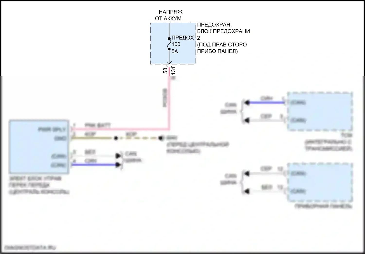 QX30 Infiniti I (2015-2019): Электросхема блокировки селектора 