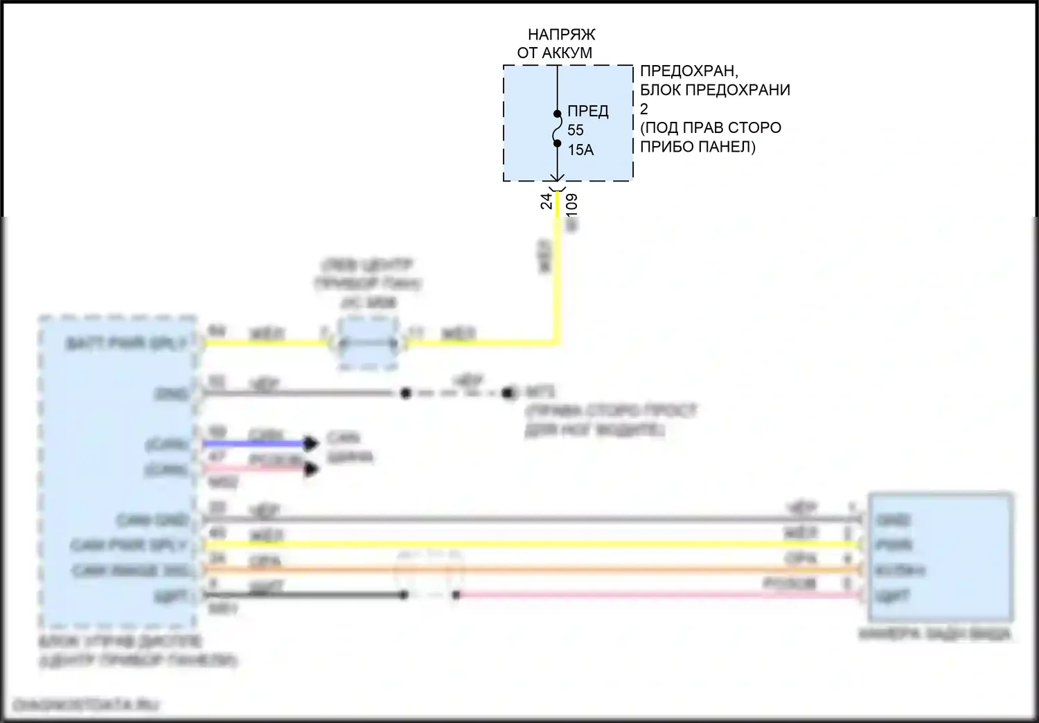 QX30 Infiniti I (2015-2019): Электросхема камеры заднего вида 