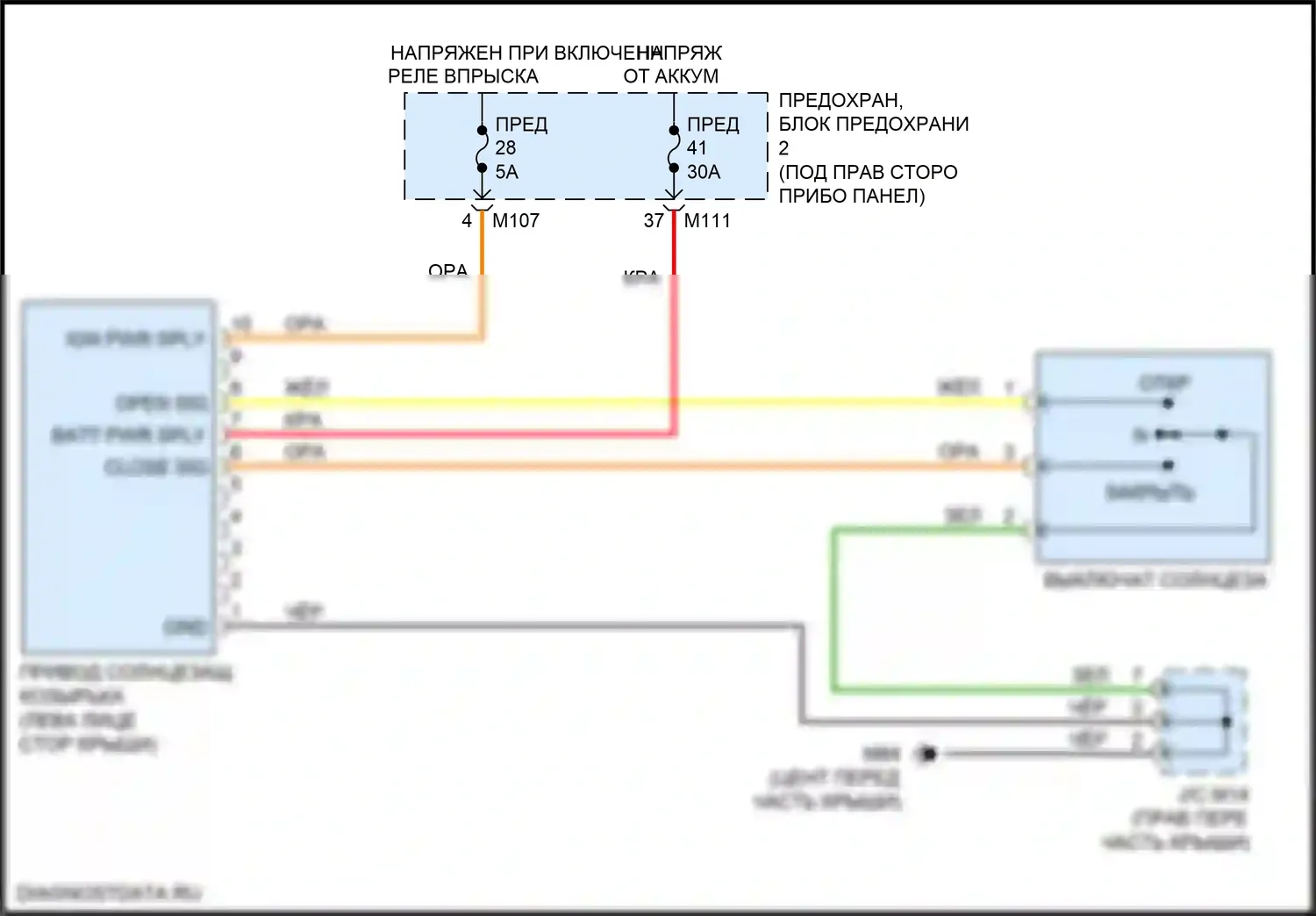 QX30 Infiniti I (2015-2019): Электросхема складной крыши/люка 
