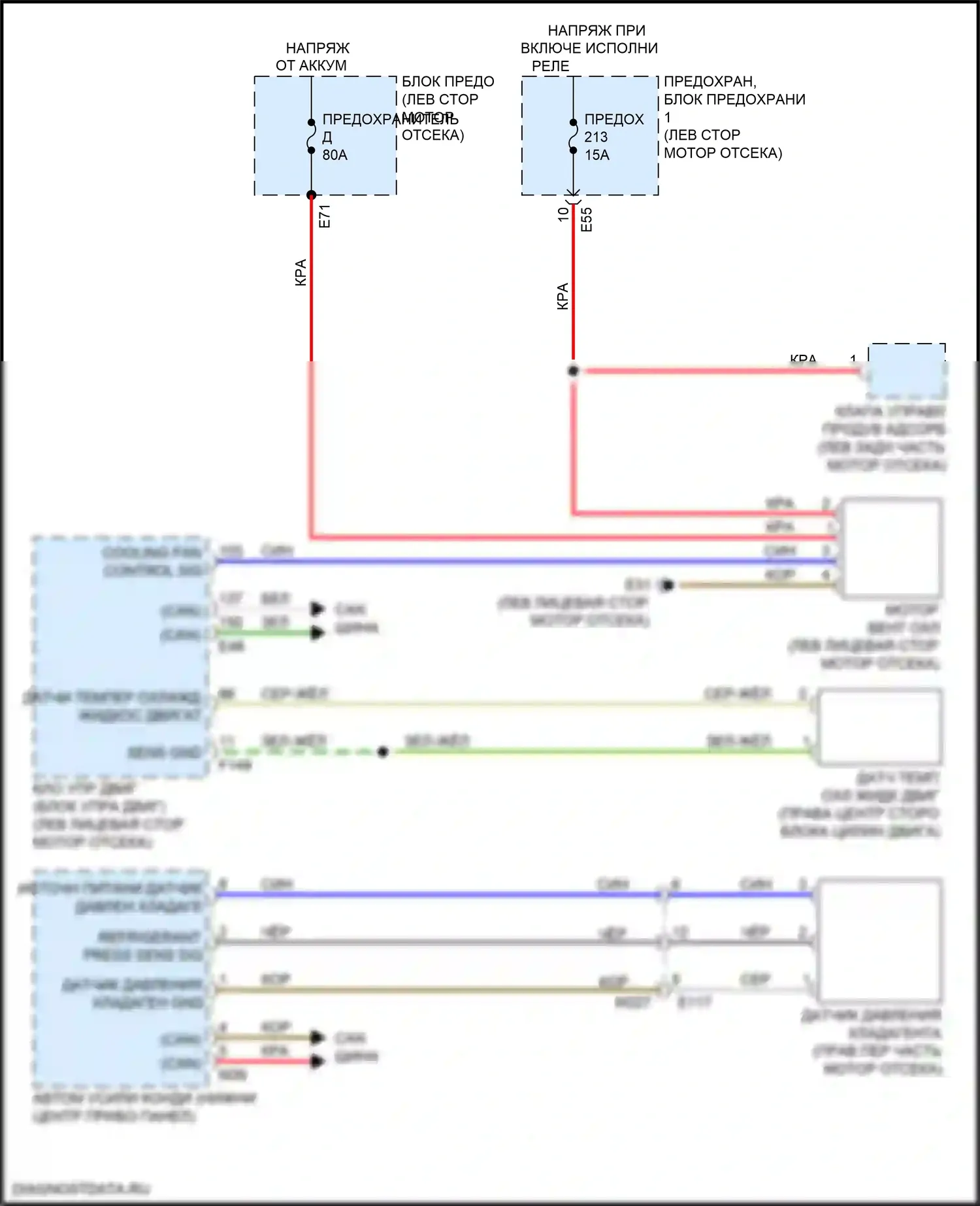 QX30 Infiniti I (2015-2019): Электросхема вентилятора охлаждения 