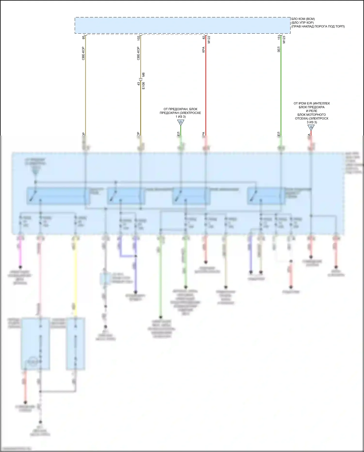 QX50 Infiniti I рестайлинг (2015-2017): Электросхема блока предохранителей реле (2 из 3) 