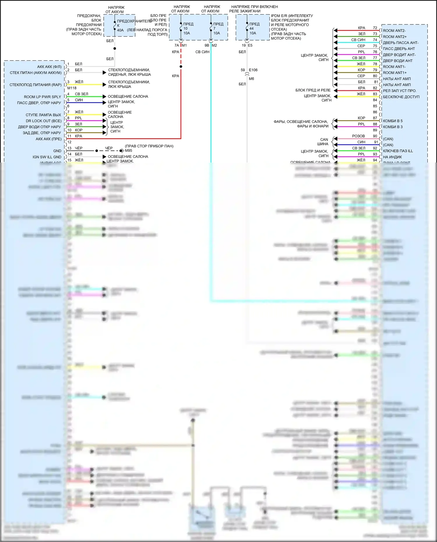 QX50 Infiniti I рестайлинг (2015-2017): Электросхема блоков управления кузовом 