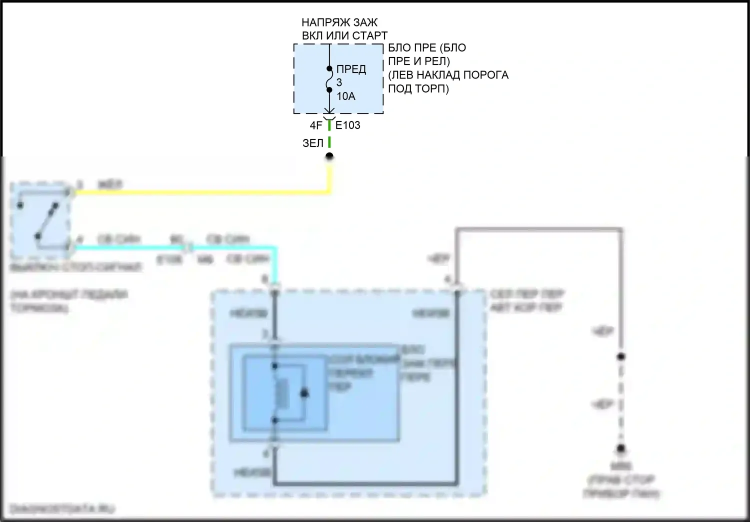QX50 Infiniti I рестайлинг (2015-2017): Электросхема блокировки селектора 