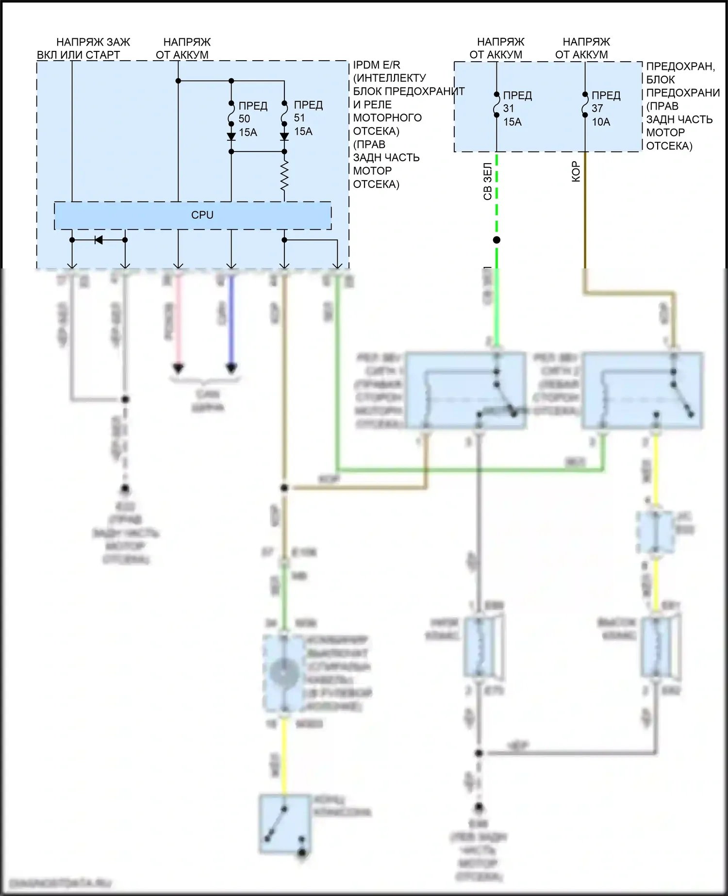 QX50 Infiniti I рестайлинг (2015-2017): Электросхема клаксона 