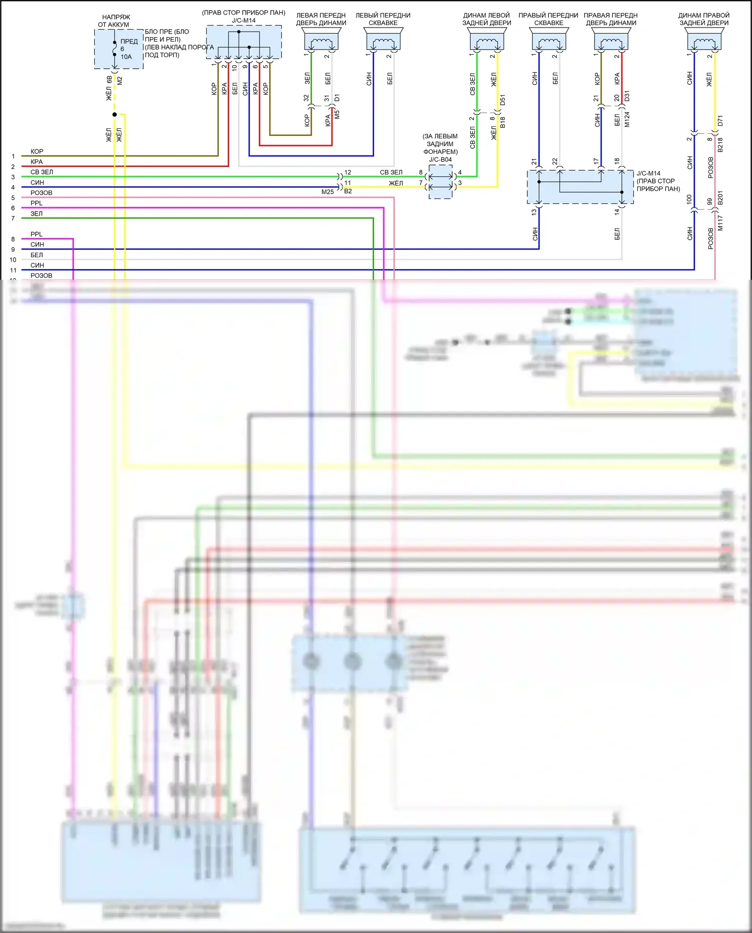 QX50 Infiniti I рестайлинг (2015-2017): Магнитола электросхема, базовая (2 из 3) 