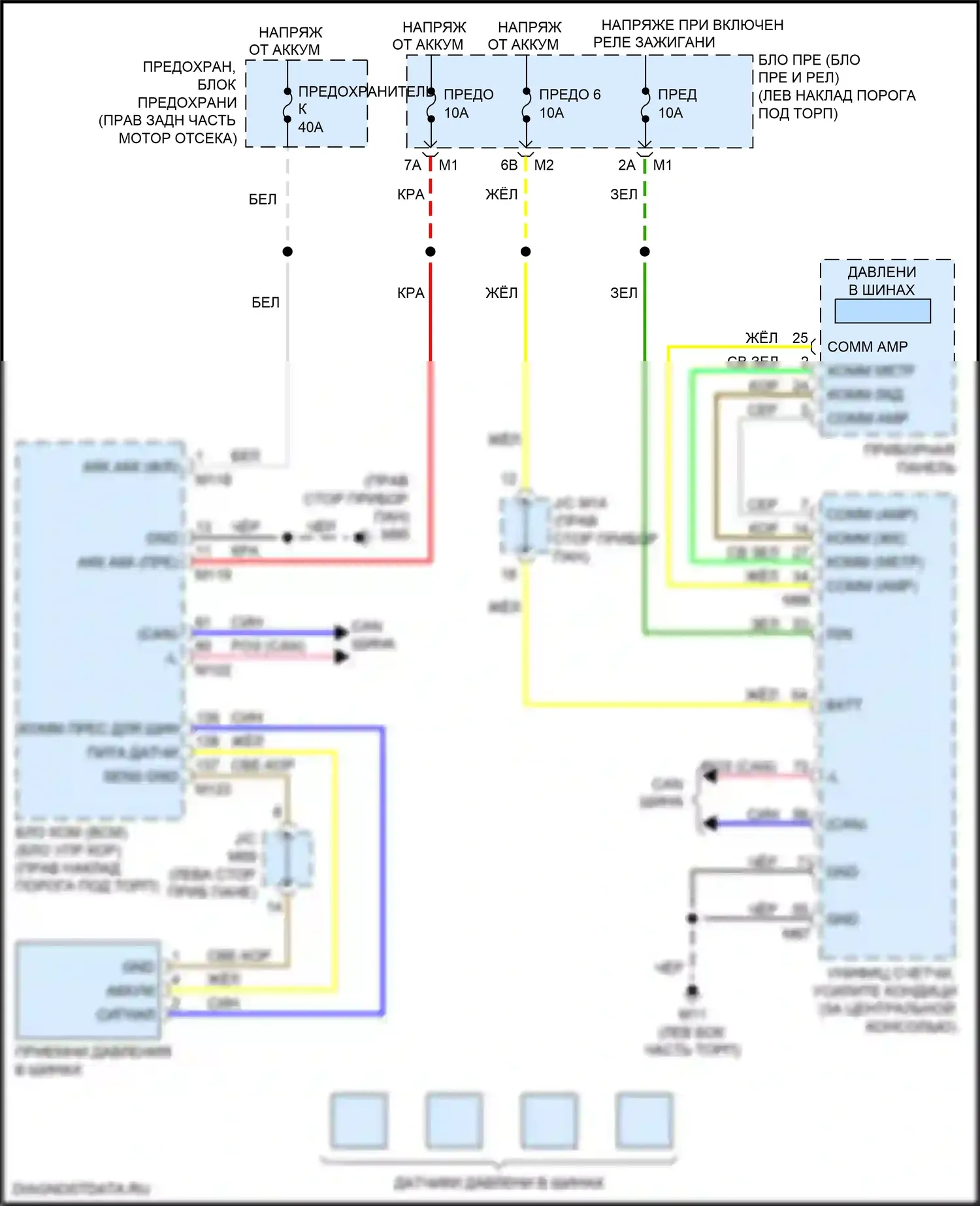 QX50 Infiniti I рестайлинг (2015-2017): Электросхема контроля давления в шинах 