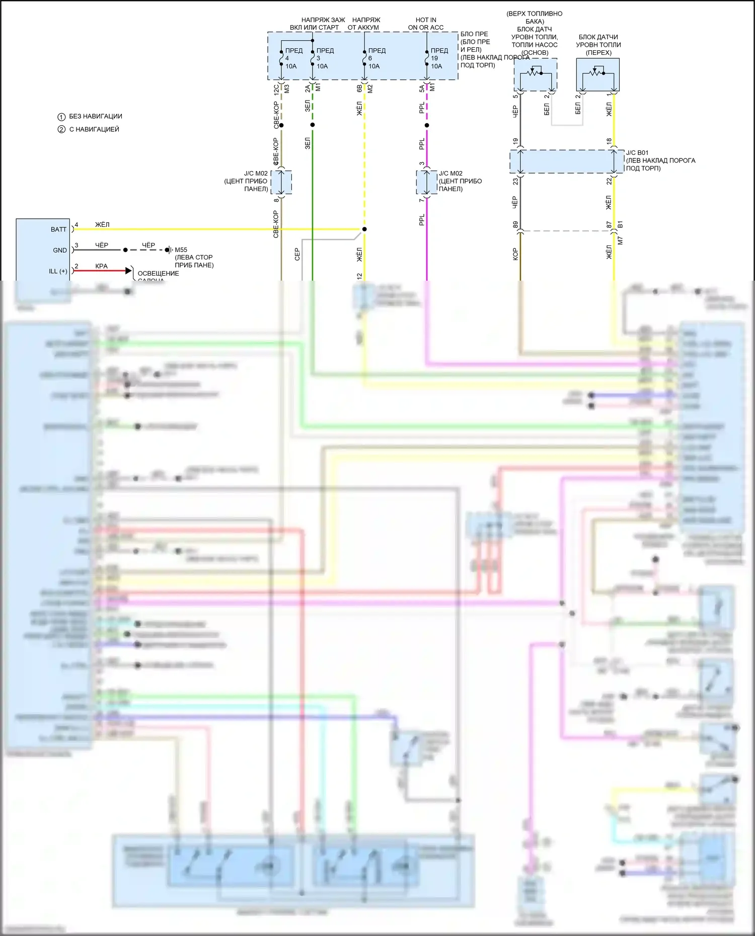 QX50 Infiniti I рестайлинг (2015-2017): Электросхема приборной панели 