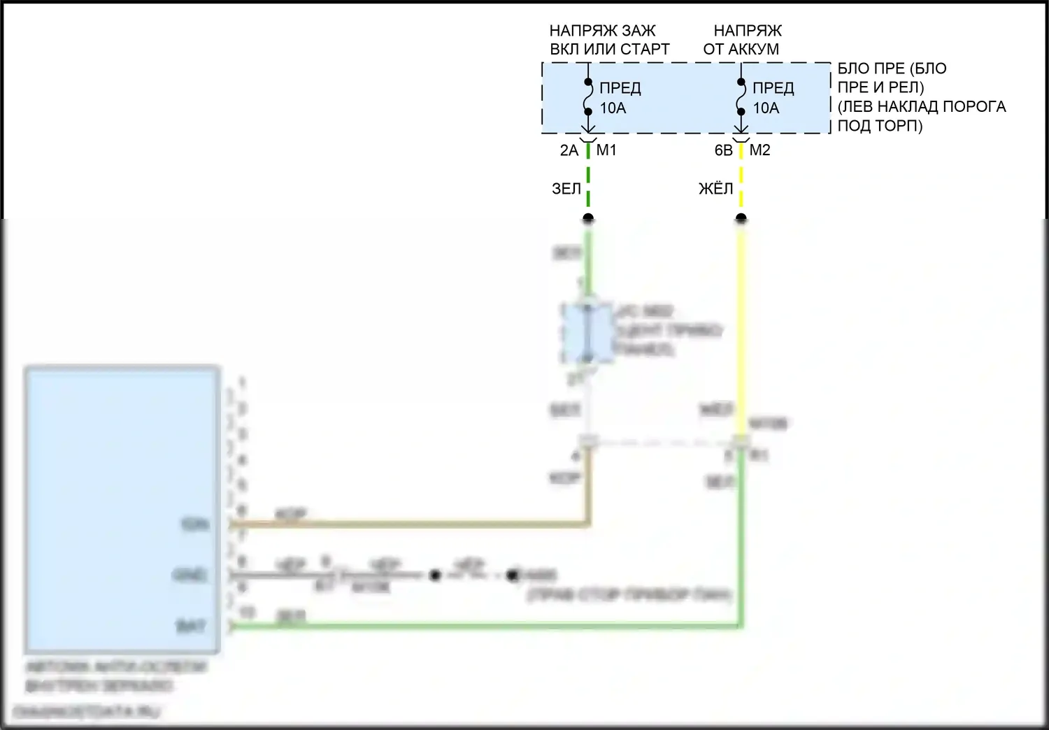 QX50 Infiniti I рестайлинг (2015-2017): Auto анти-ослепляя внутри зеркальной электросхемы проводки 
