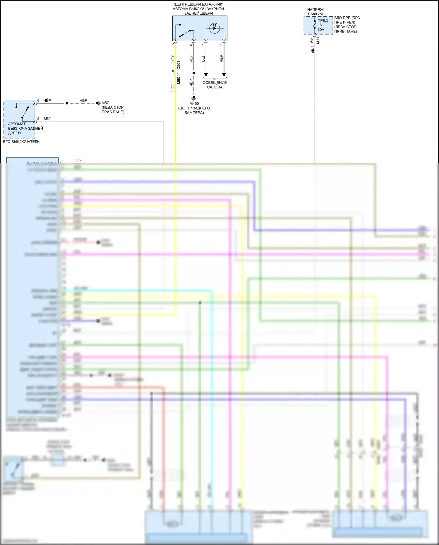 QX50 Infiniti II (2017-2024): Электросхема автоматической задней двери (1 из 2) 
