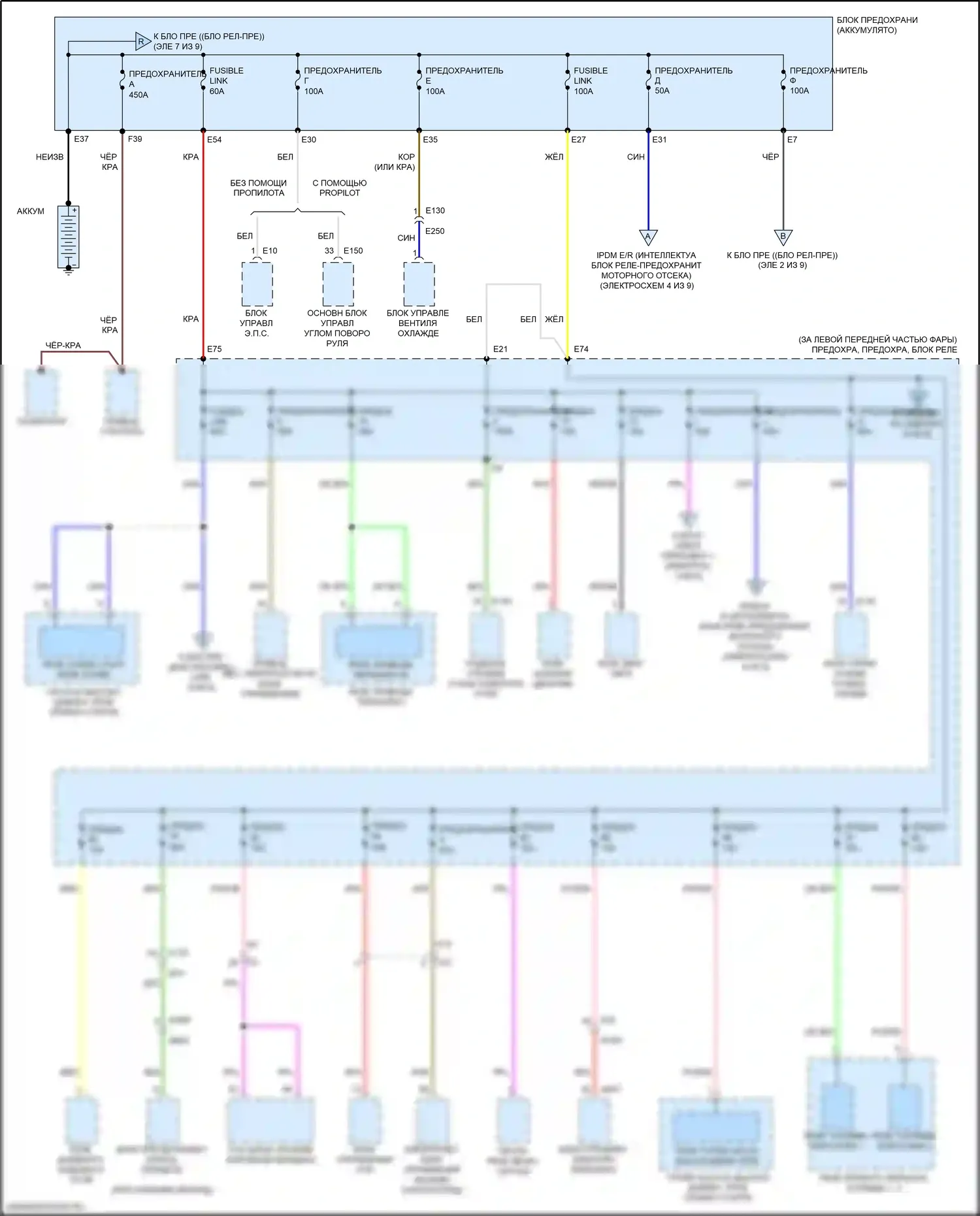 QX50 Infiniti II (2017-2024): Электросхема блока предохранителей реле (1 из 9) 