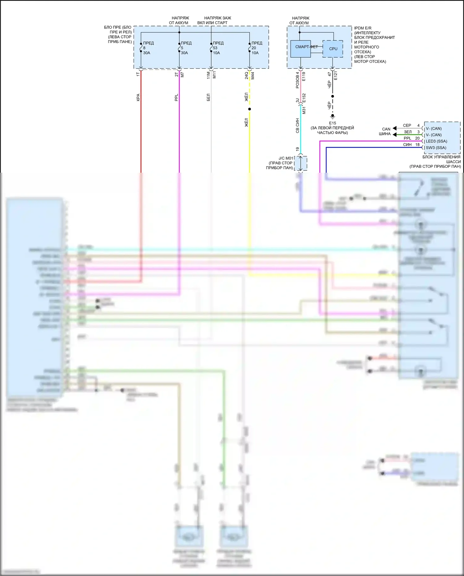 QX50 Infiniti II (2017-2024): Электросхема растормаживания стояночного тормоза 