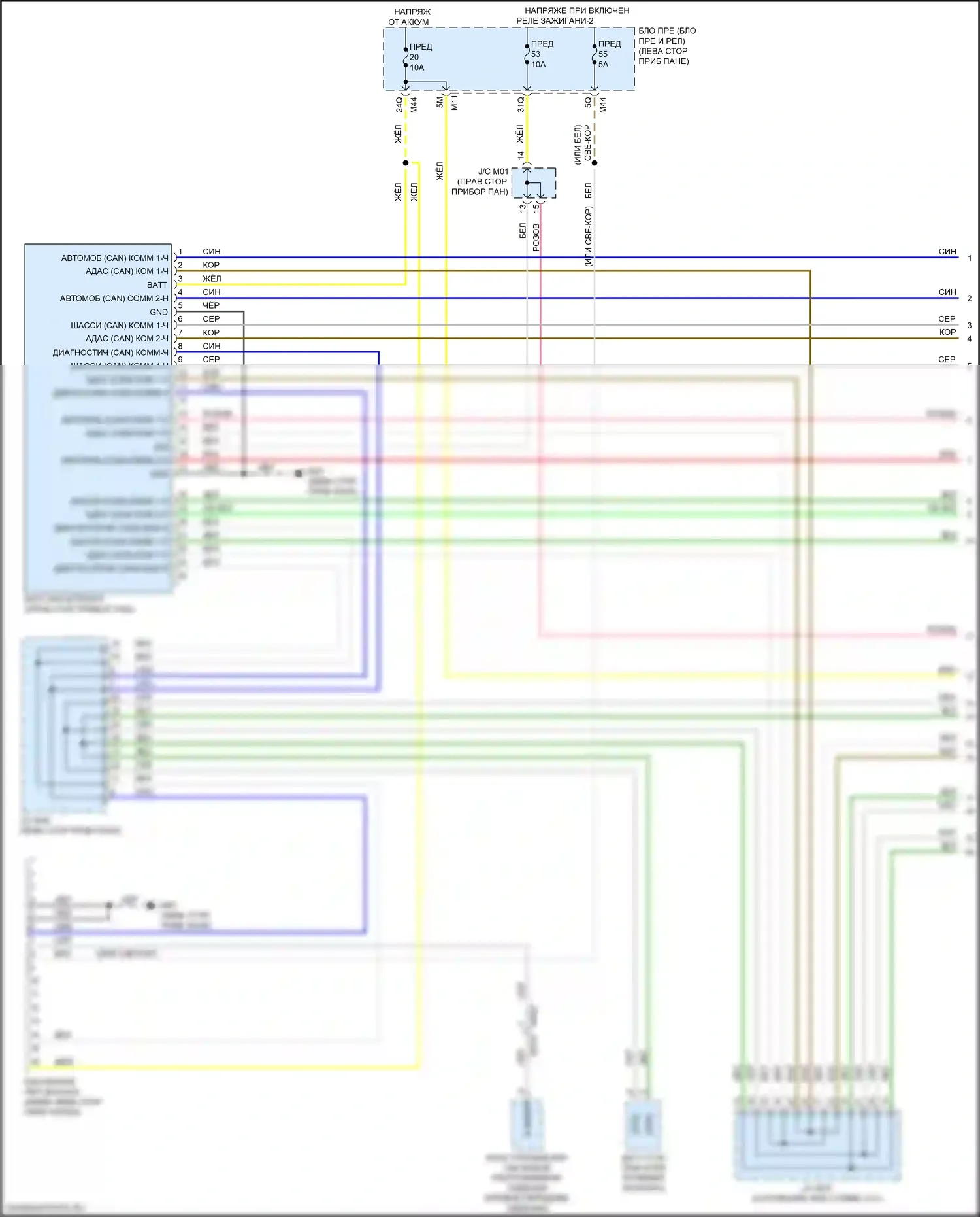 QX50 Infiniti II (2017-2024): Электросхема компьютерной линии данных, без помощи propilot (1 из 6) 
