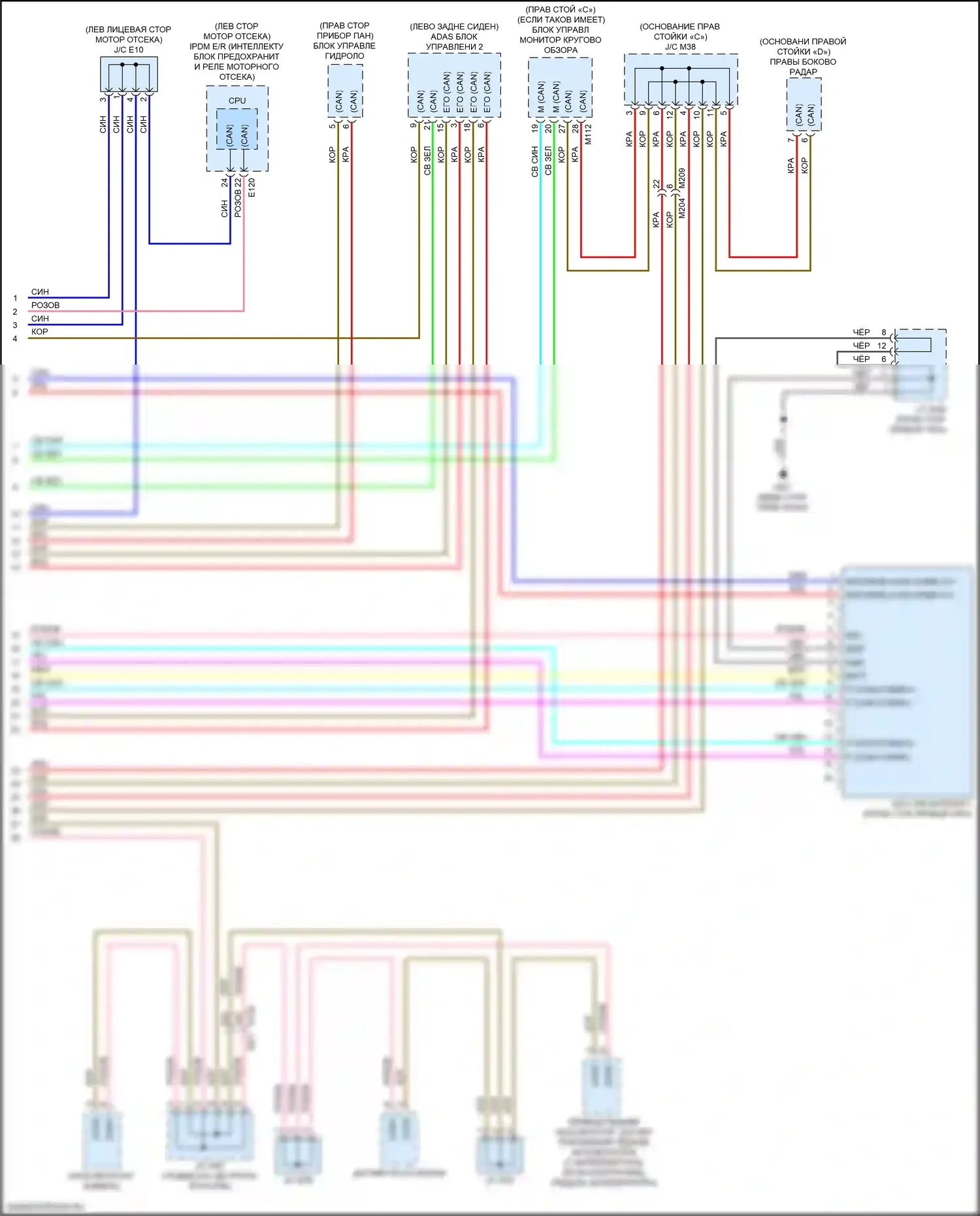 QX50 Infiniti II (2017-2024): Электросхема компьютерной линии данных, без помощи propilot (6 из 6) 