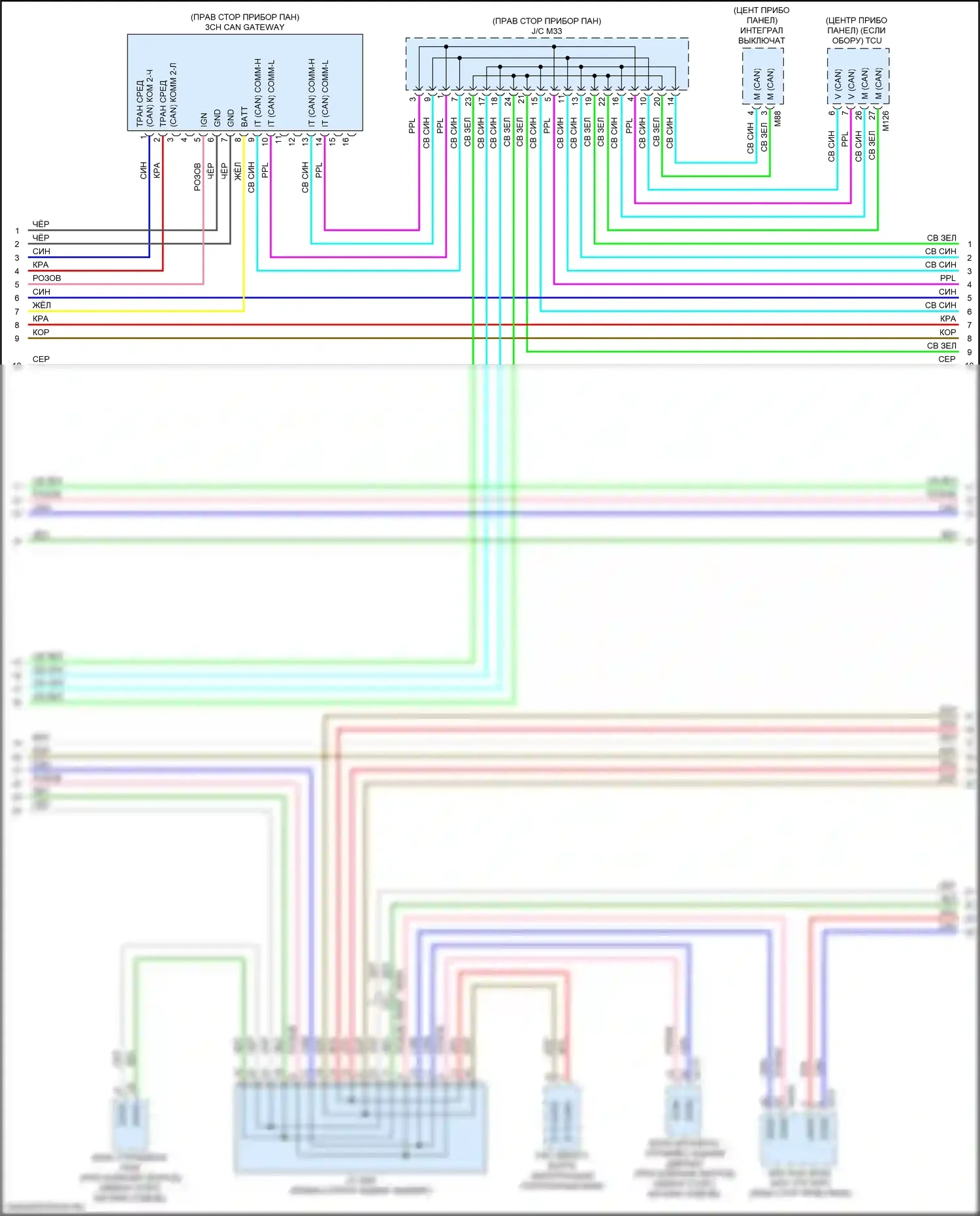QX50 Infiniti II (2017-2024): Электросхема компьютерной линии данных, с помощью propilot (3 из 6) 