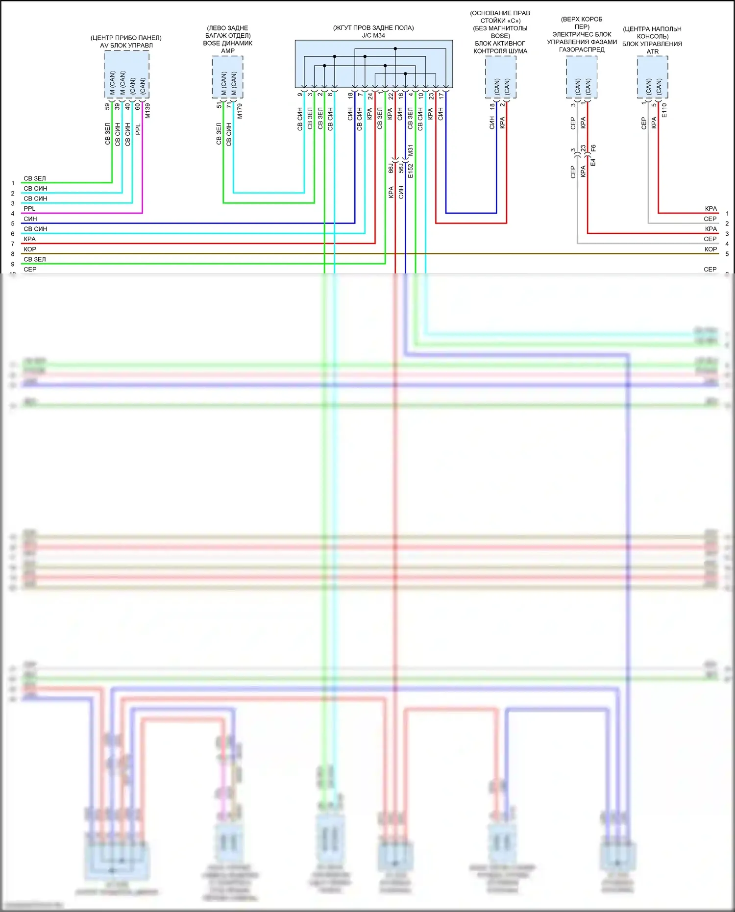 QX50 Infiniti II (2017-2024): Электросхема компьютерной линии данных, с помощью propilot (4 из 6) 