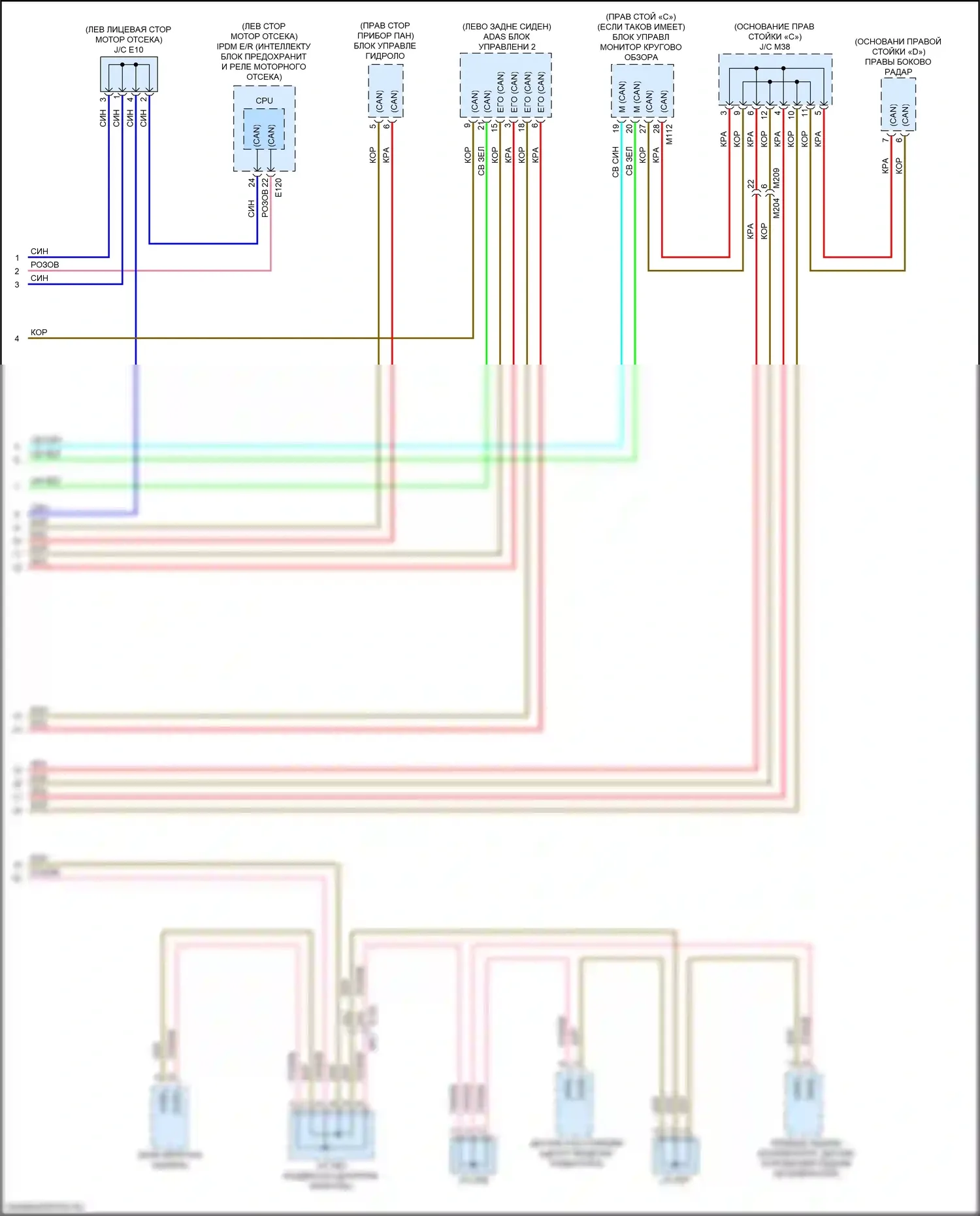 QX50 Infiniti II (2017-2024): Электросхема компьютерной линии данных, с помощью propilot (6 из 6) 