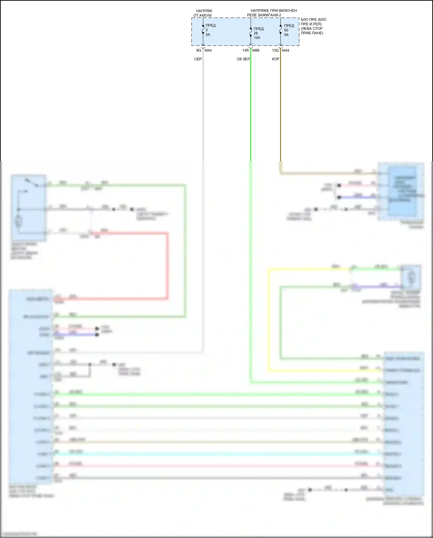 QX50 Infiniti II (2017-2024): Электросхема задних дворников и омывателей 