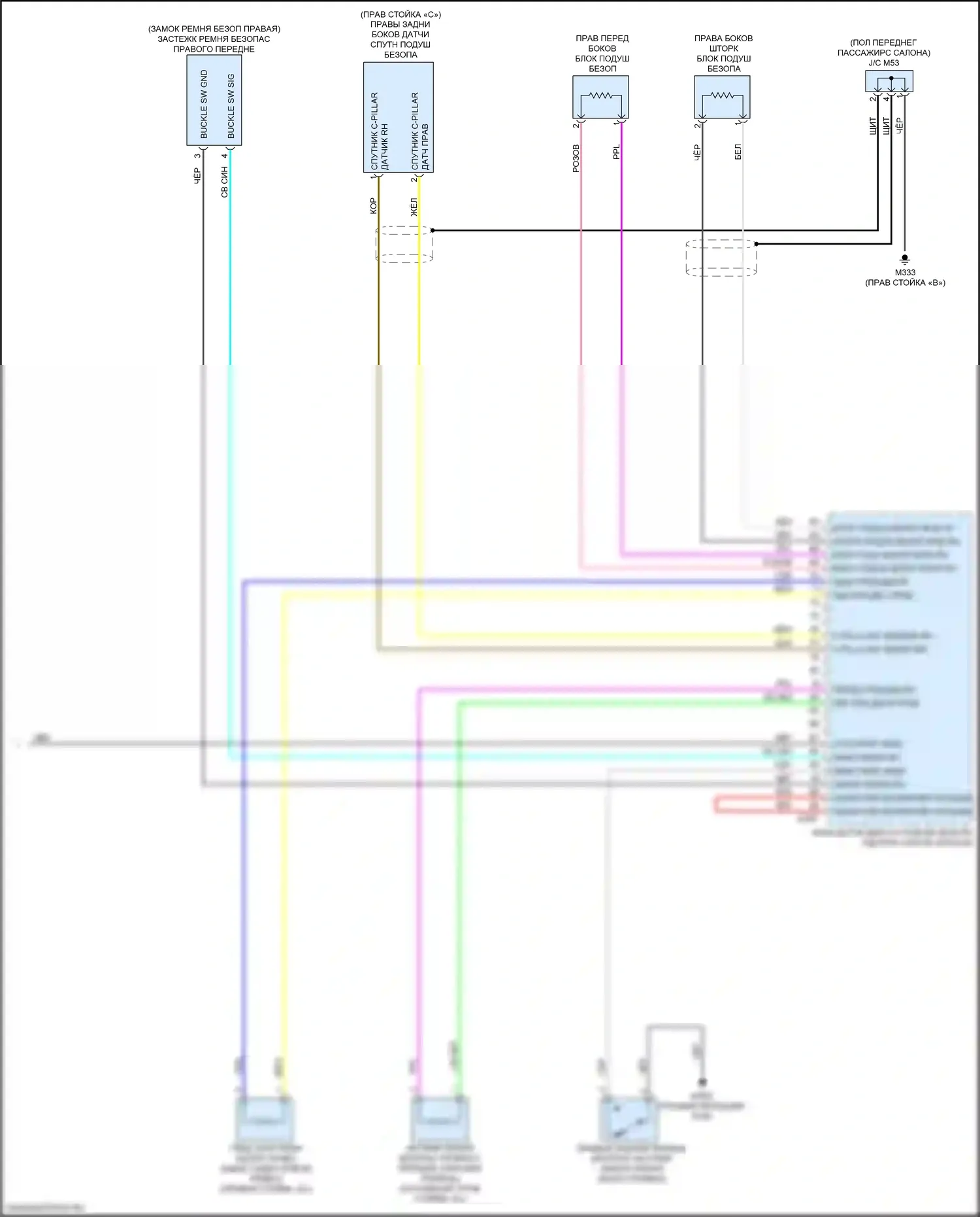 QX50 Infiniti II (2017-2024): Электросхема подушек безопасности (3 из 3) 