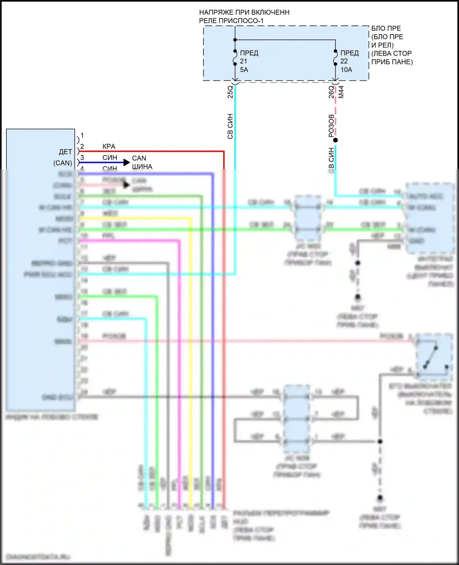 QX50 Infiniti II (2017-2024): Электросхема лобового дисплея 