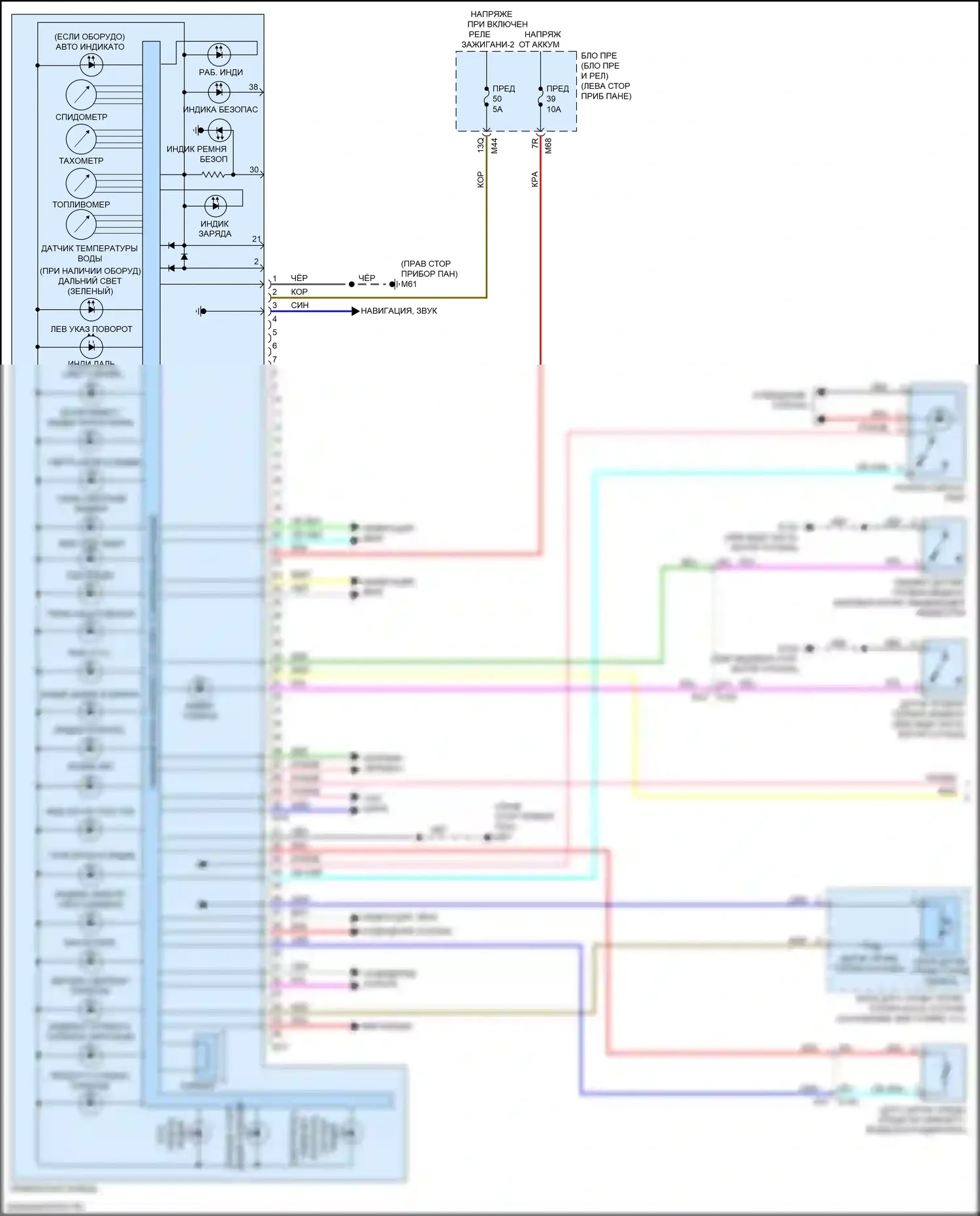 QX50 Infiniti II (2017-2024): Электросхема приборной панели (1 из 2) 