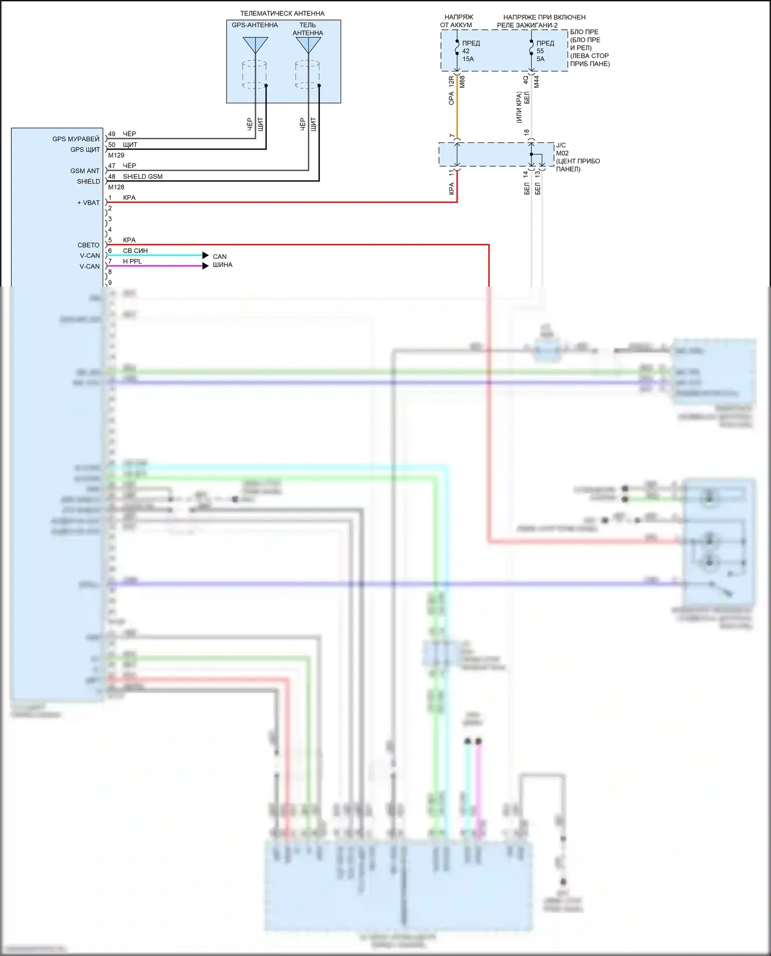 QX50 Infiniti II (2017-2024): Электросхема телематики 