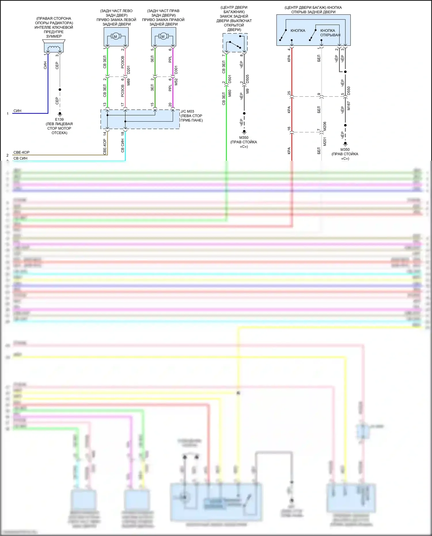 QX50 Infiniti II (2017-2024): Электросхема центрального замка (2 из 5) 