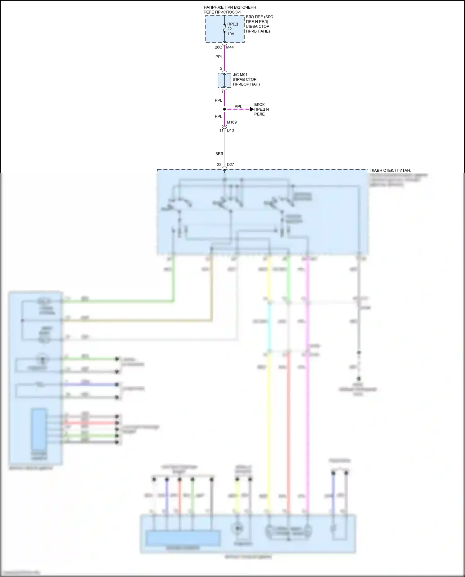 QX50 Infiniti II (2017-2024): Электросхема управления зеркалами заднего вида 
