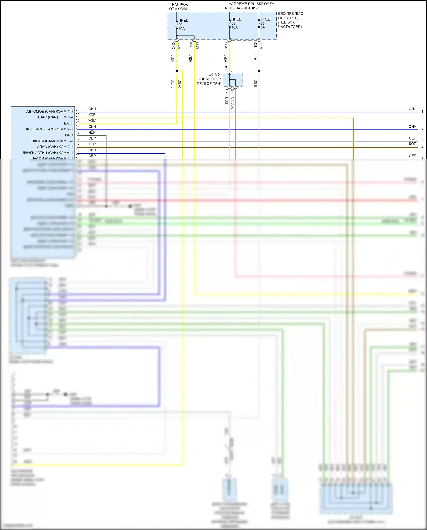 QX55 Infiniti I (2020-2024): Электросхема компьютерной линии данных, без помощи propilot (1 из 6) 