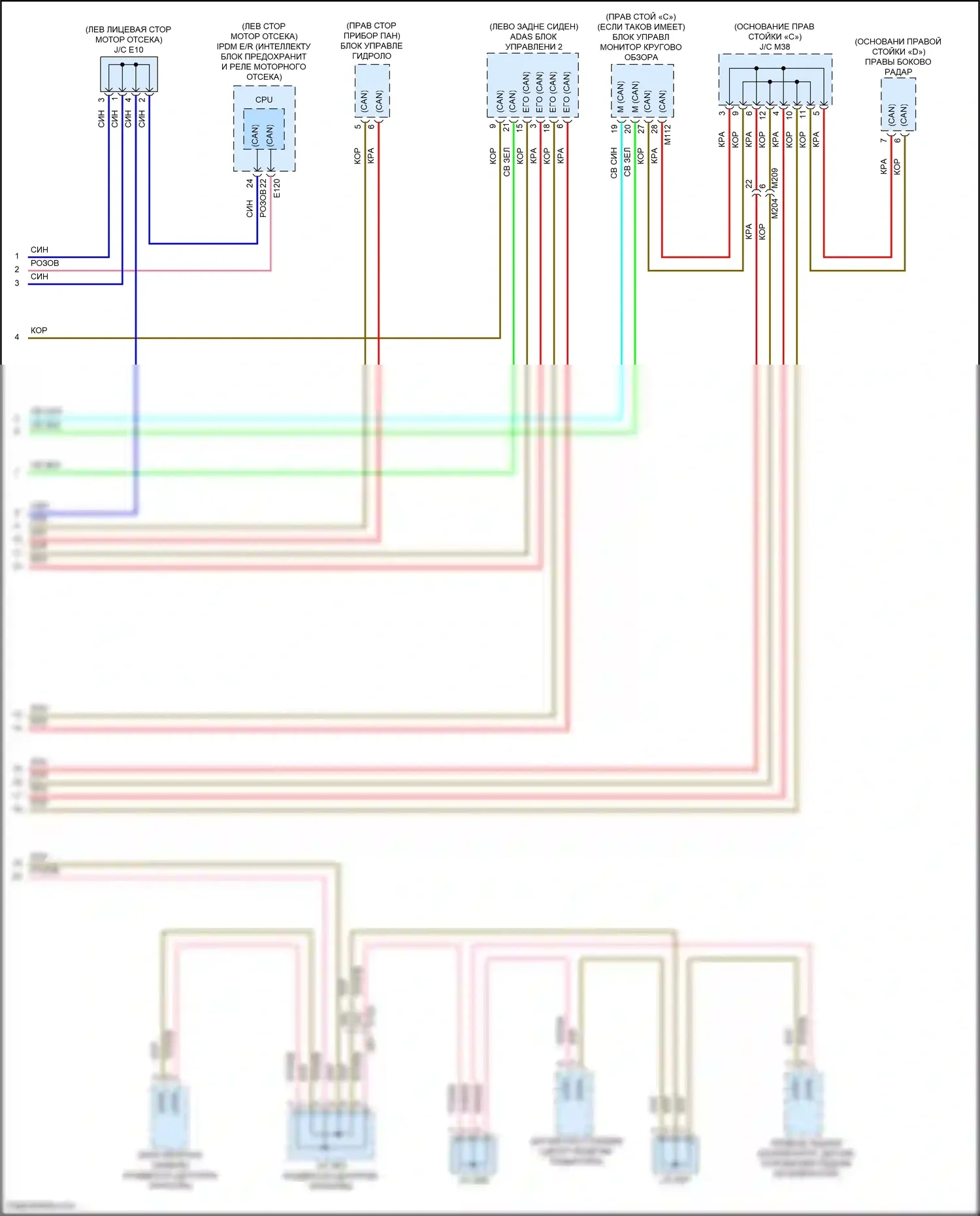 QX55 Infiniti I (2020-2024): Электросхема компьютерной линии данных, с помощью propilot (6 из 6) 